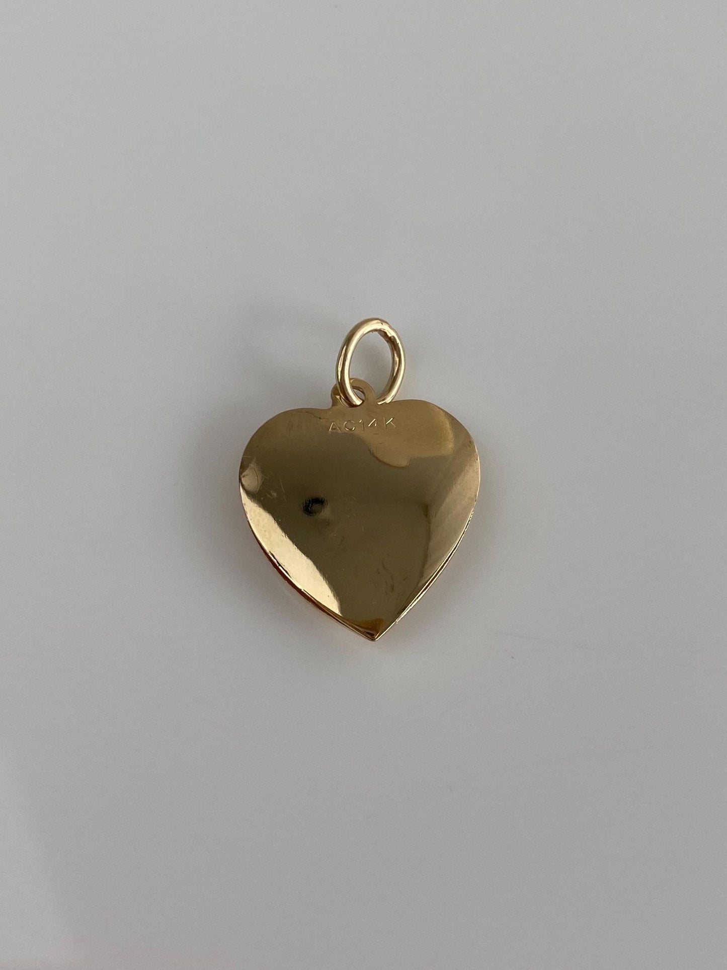 Vintage Solid 14k Yellow Gold 'I Love You' Crosshatch Heart Charm