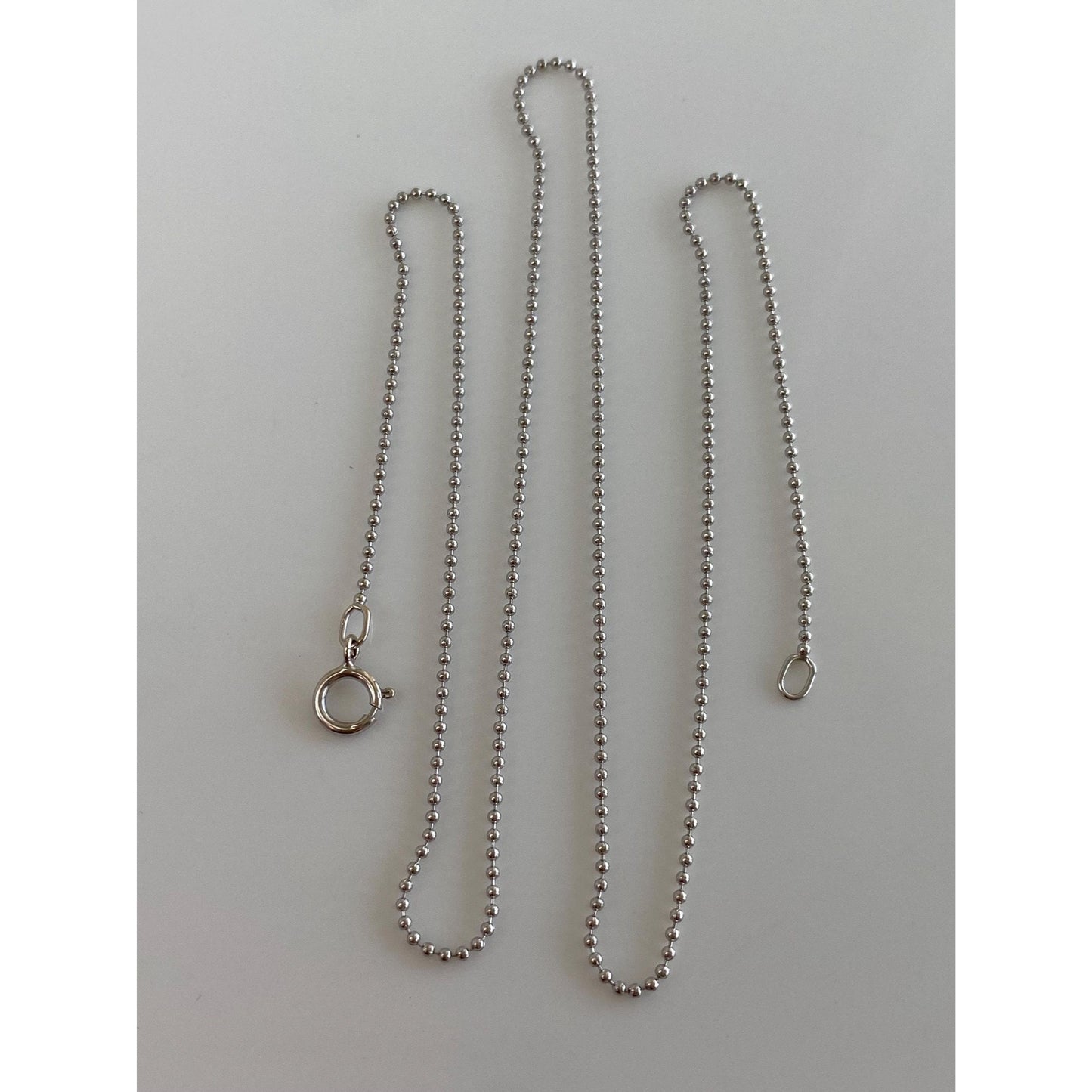 Solid 14k White Gold Bead Chain Necklace - 16 inches