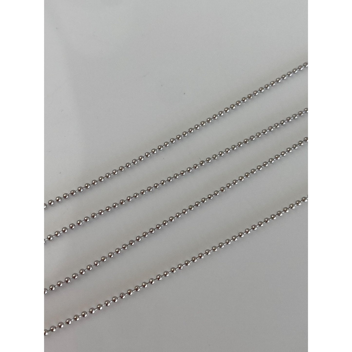 Solid 14k White Gold Bead Chain Necklace - 16 inches