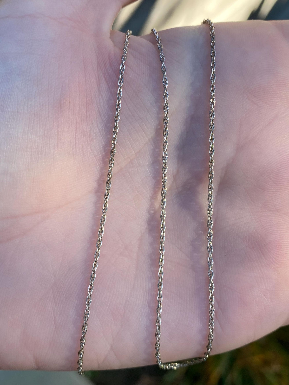 Solid 14k White Gold Dainty Chain Necklace - 18 inches