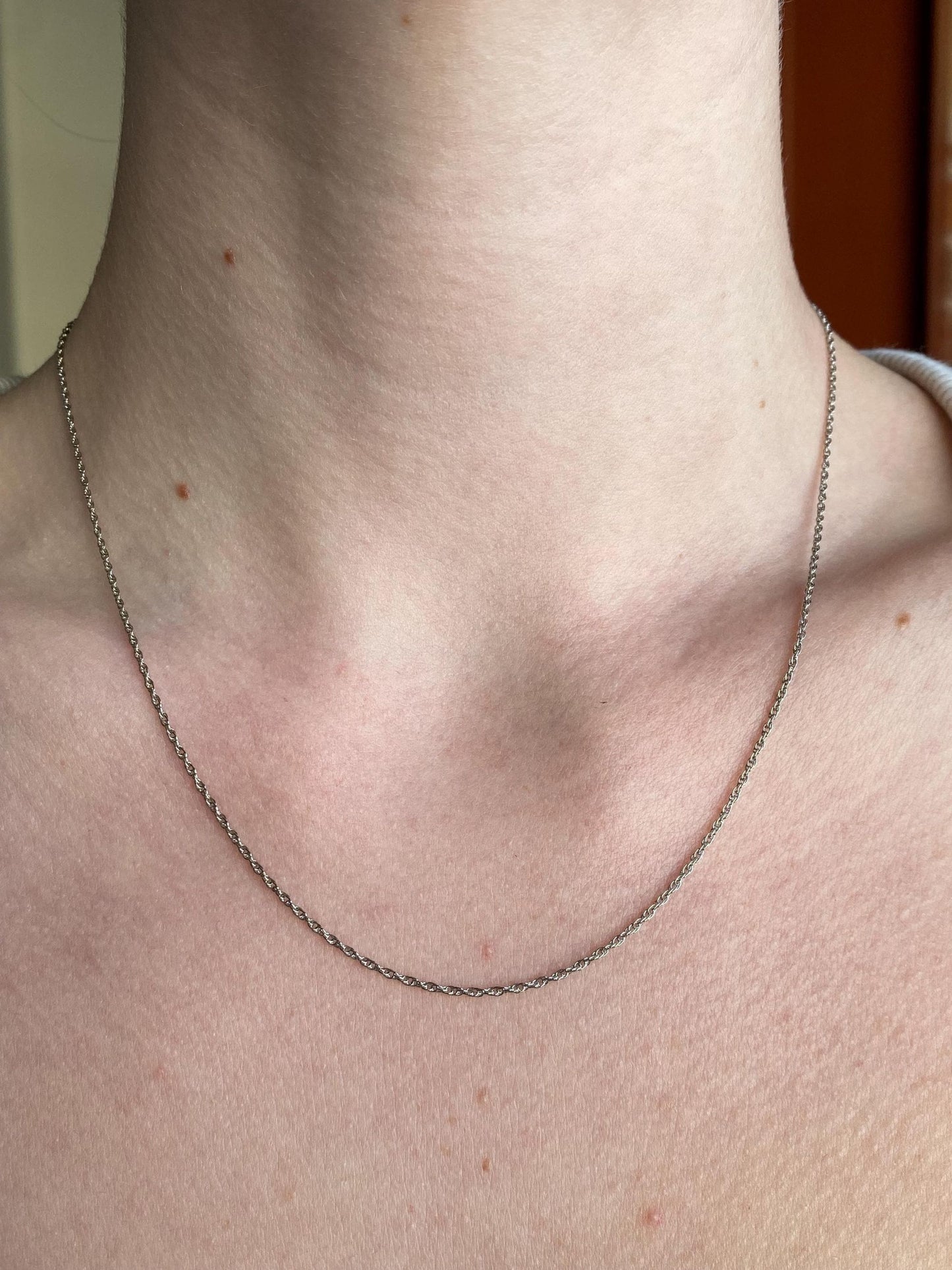 Solid 14k White Gold Dainty Chain Necklace - 18 inches