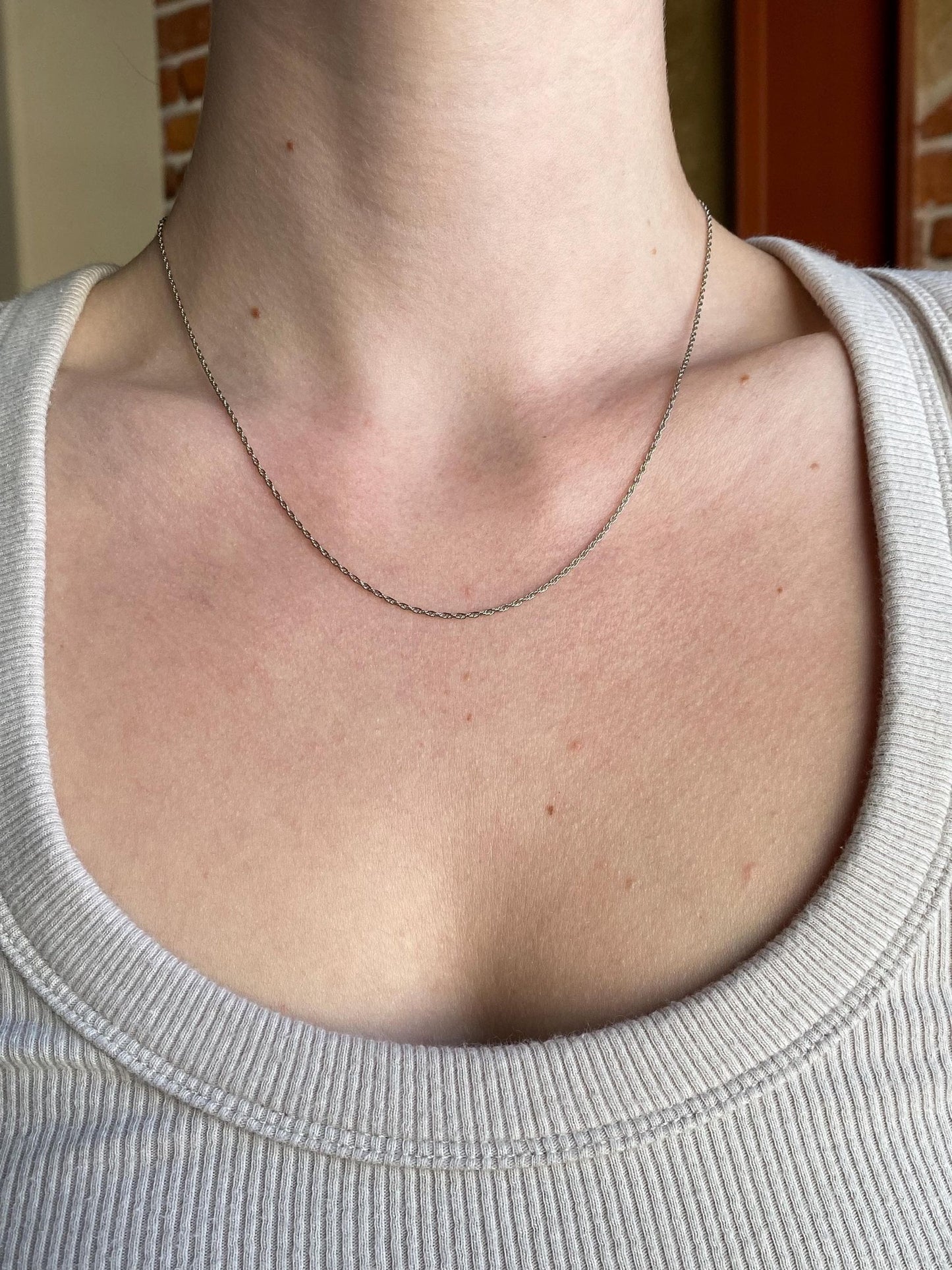 Solid 14k White Gold Dainty Chain Necklace - 18 inches