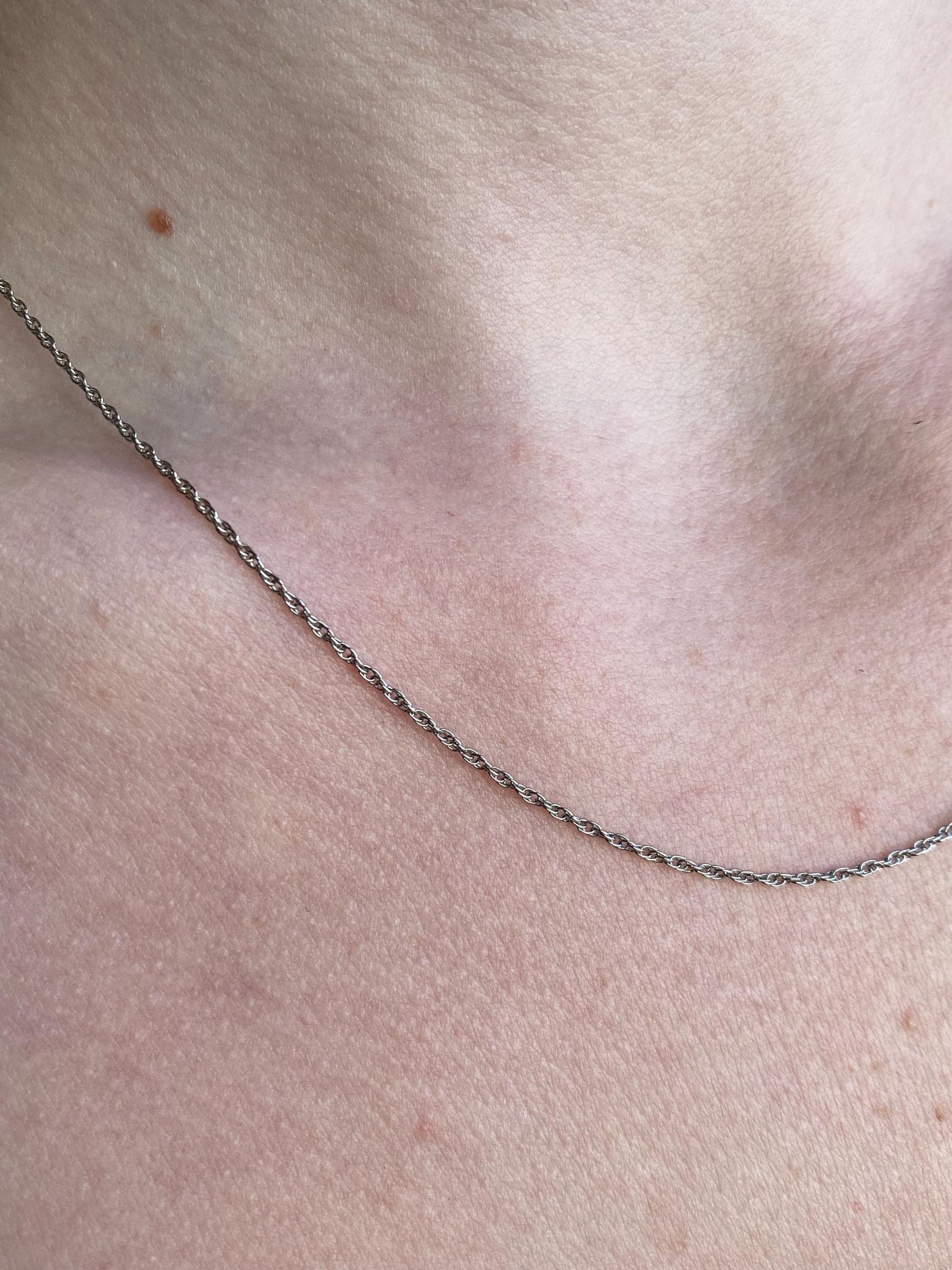 Solid 14k White Gold Dainty Chain Necklace - 18 inches