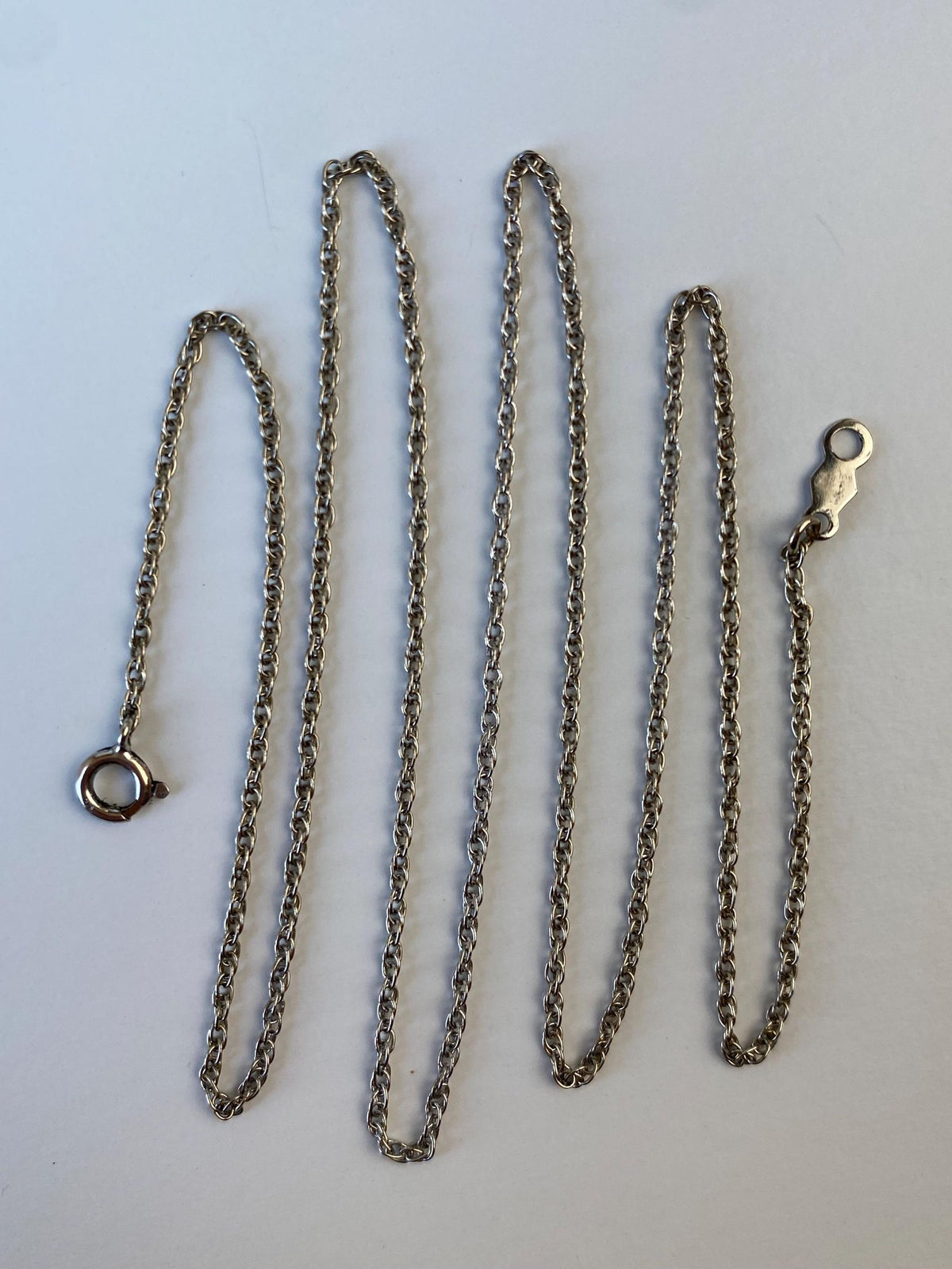 Solid 14k White Gold Dainty Chain Necklace - 18 inches