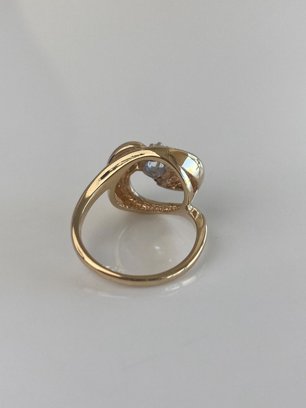 Vintage Solid 14k White & Yellow Gold Diamond Flower Ring - Size 4.75
