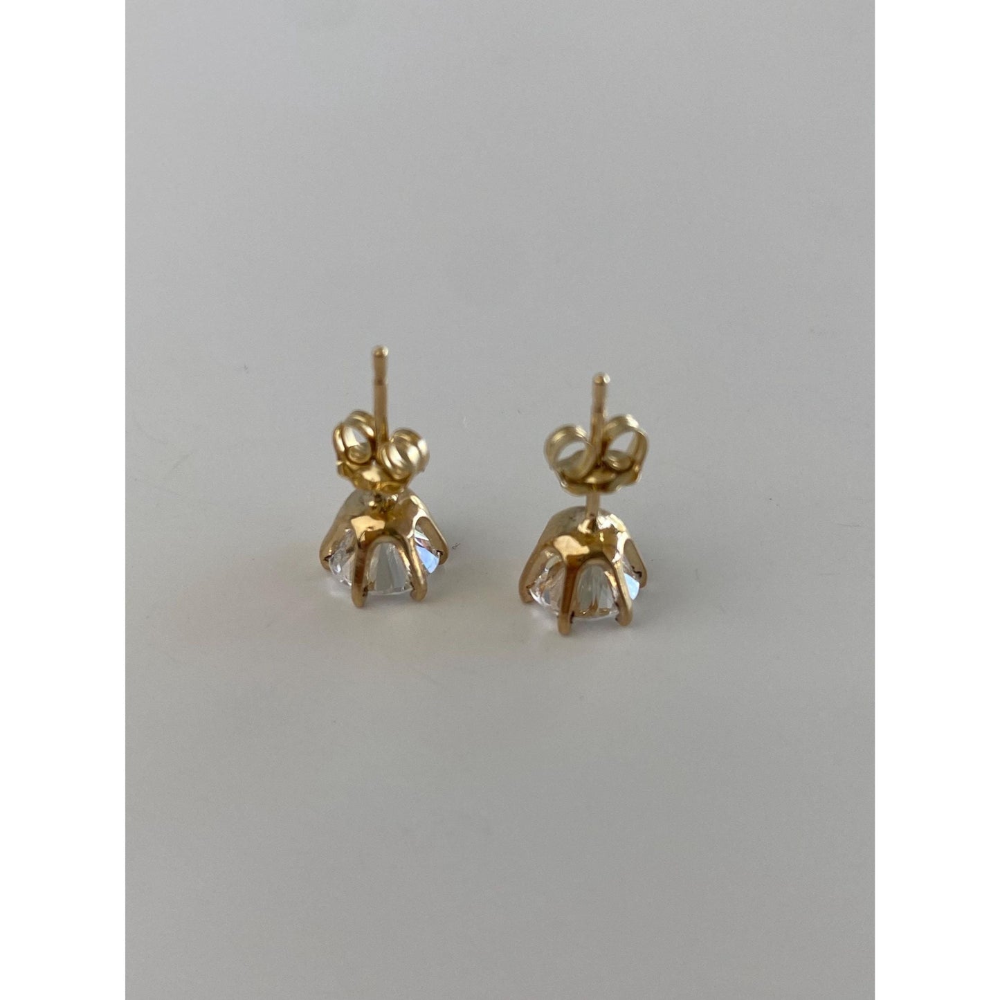 Solid 14k Yellow Gold Clear Cubic Zirconia Stud Earrings