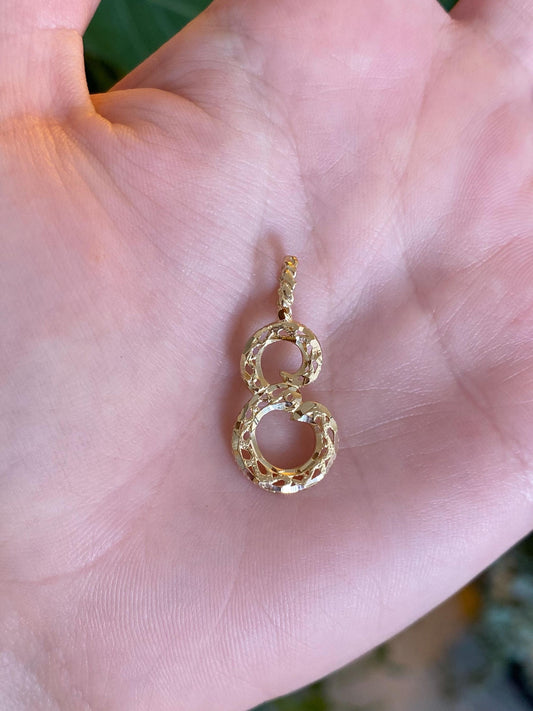Vintage Solid 14k Yellow Gold Open Work Initial 'E' Charm