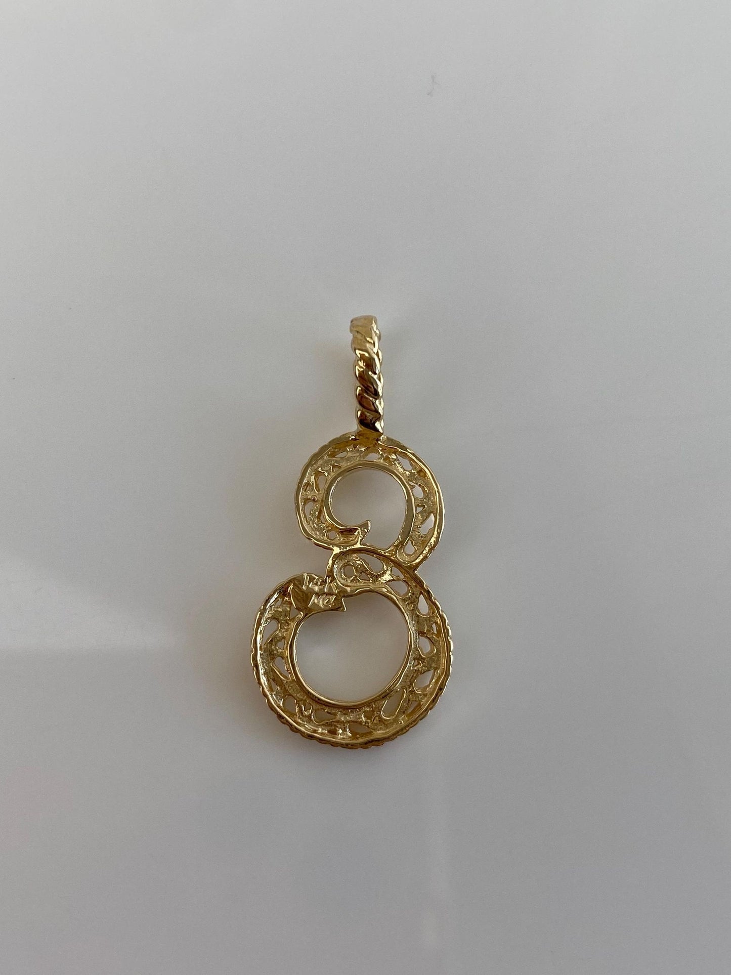 Vintage Solid 14k Yellow Gold Open Work Initial 'E' Charm
