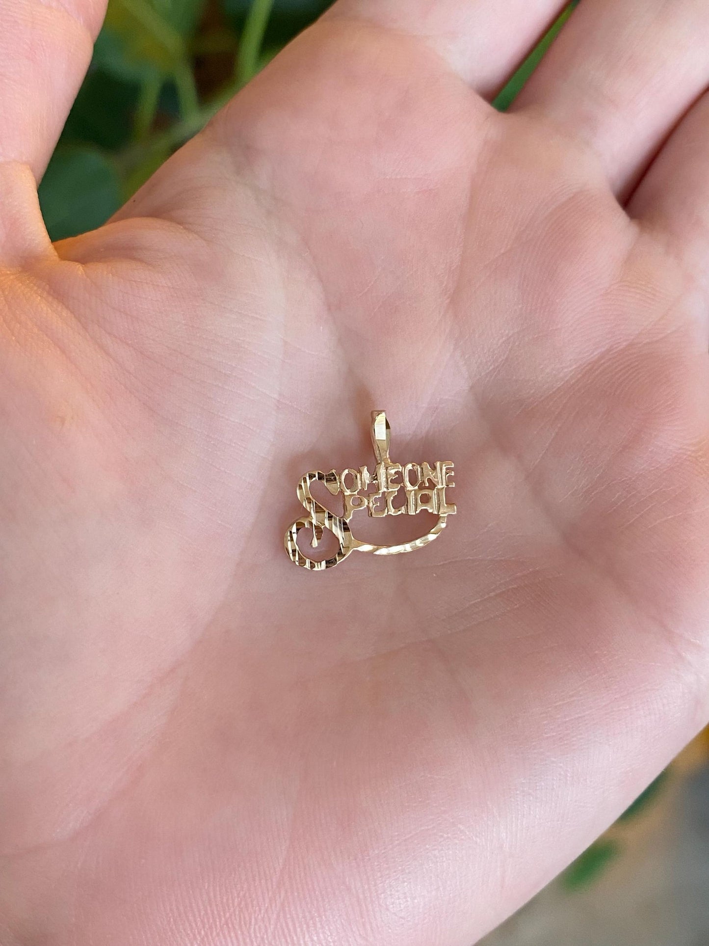 Solid 14k Yellow Gold Diamond Cut 'Someone Special' Charm