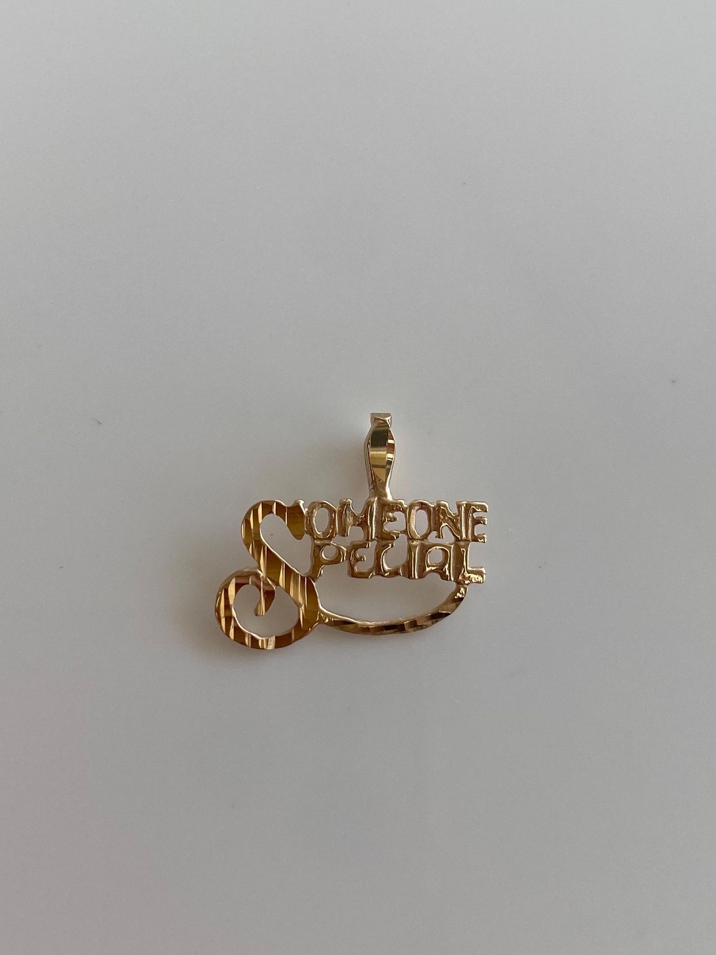 Solid 14k Yellow Gold Diamond Cut 'Someone Special' Charm