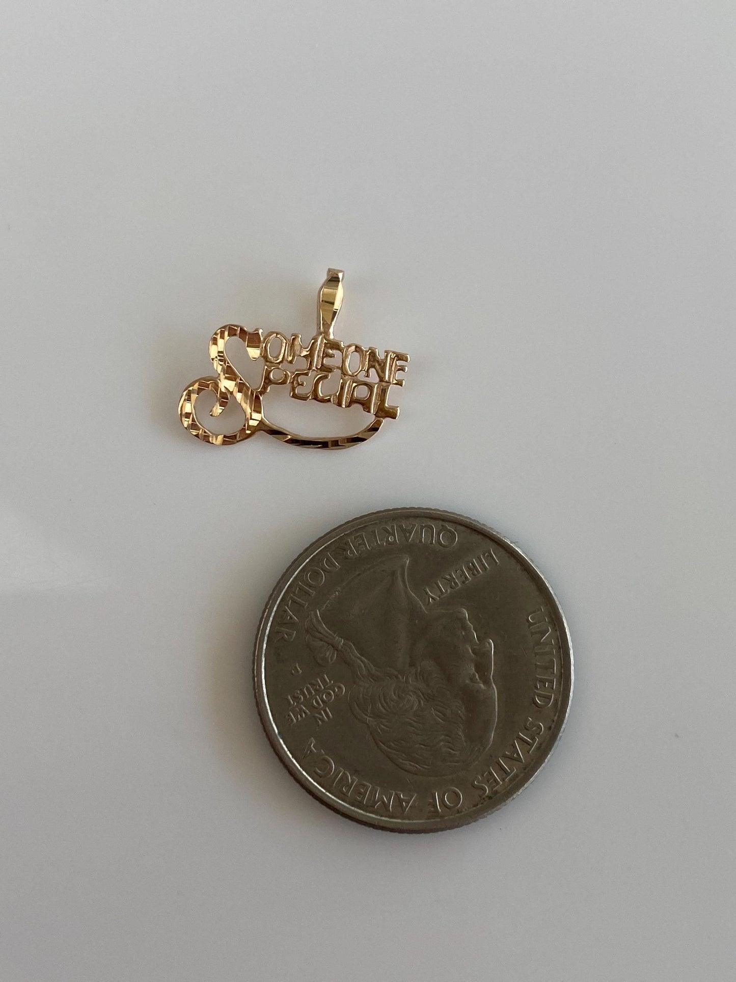 Solid 14k Yellow Gold Diamond Cut 'Someone Special' Charm