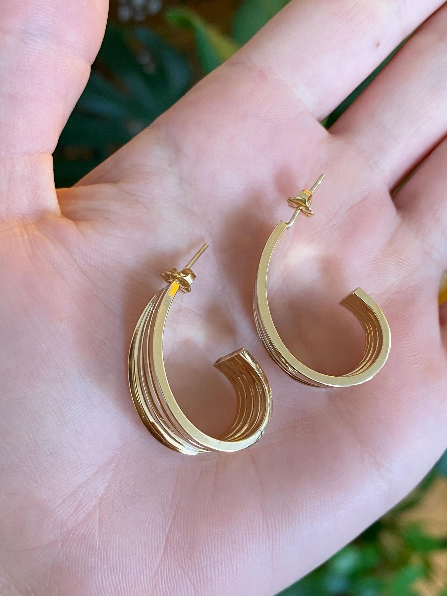 Vintage 14k Yellow Gold Layered Drop Earrings