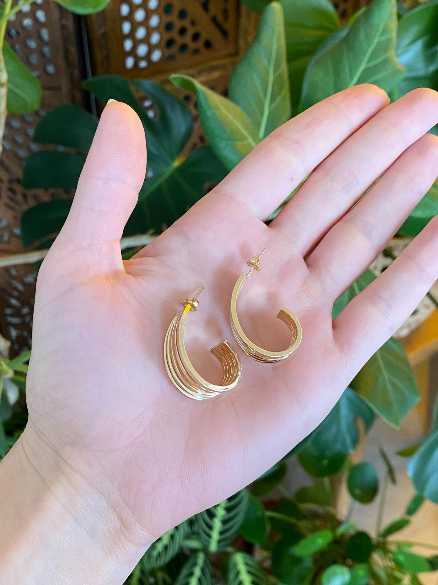 Vintage 14k Yellow Gold Layered Drop Earrings