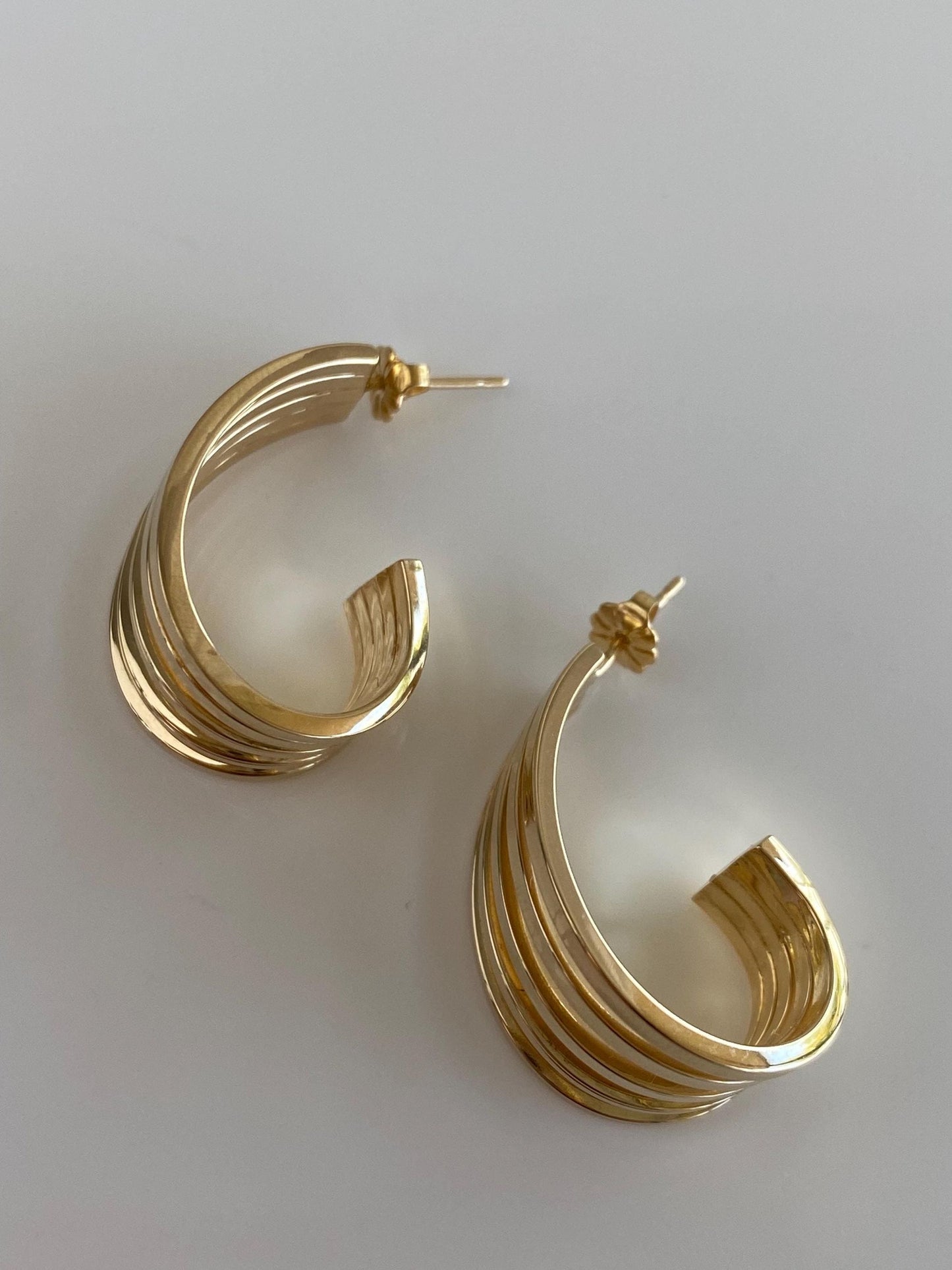 Vintage 14k Yellow Gold Layered Drop Earrings