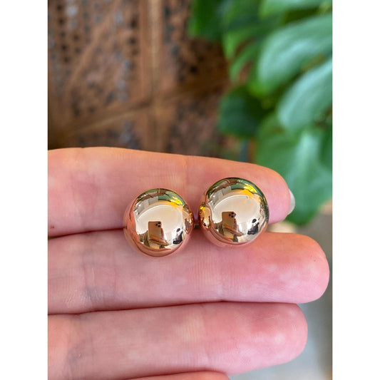 Vintage 14k Rosey Gold Large Ball Stud Earrings