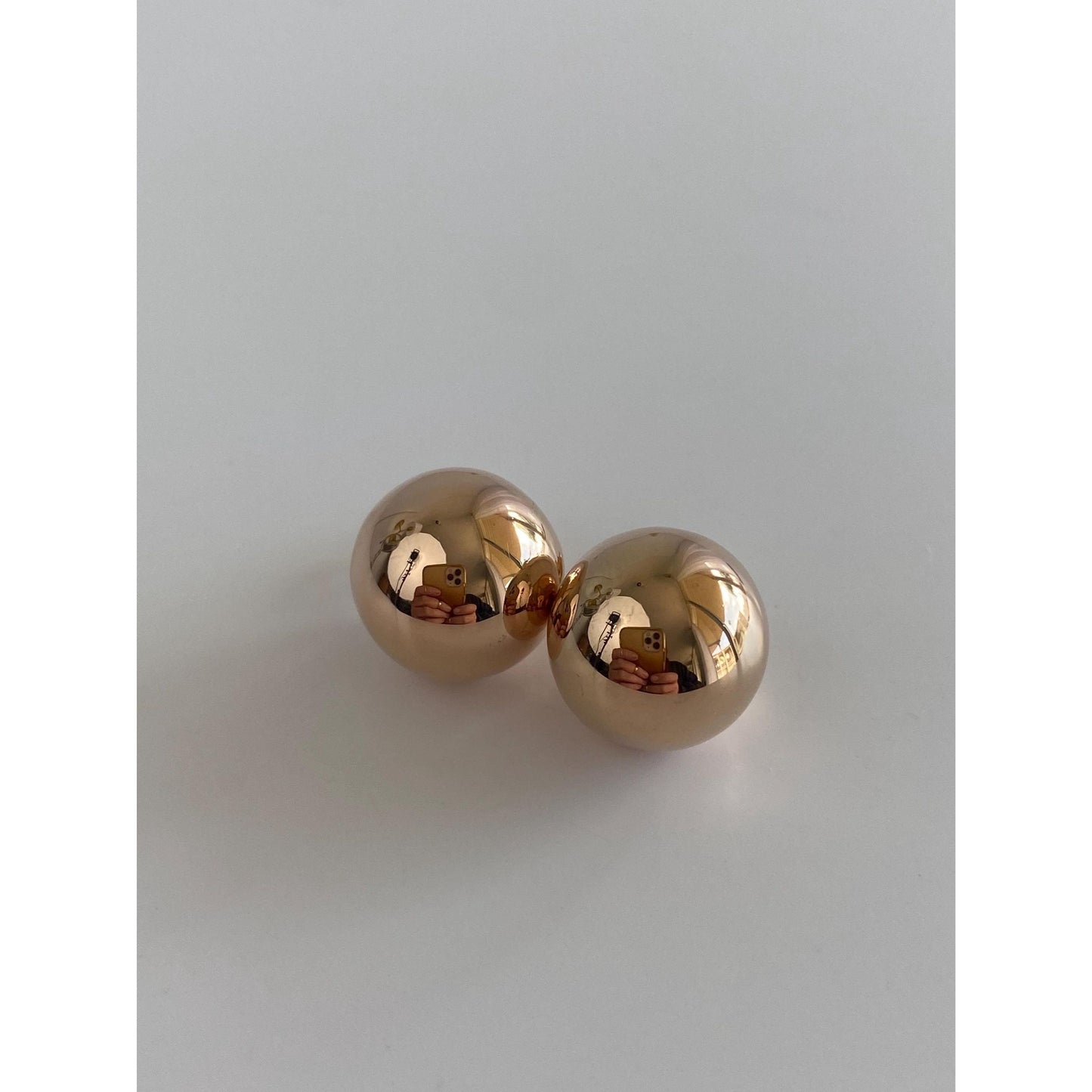 Vintage 14k Rosey Gold Large Ball Stud Earrings