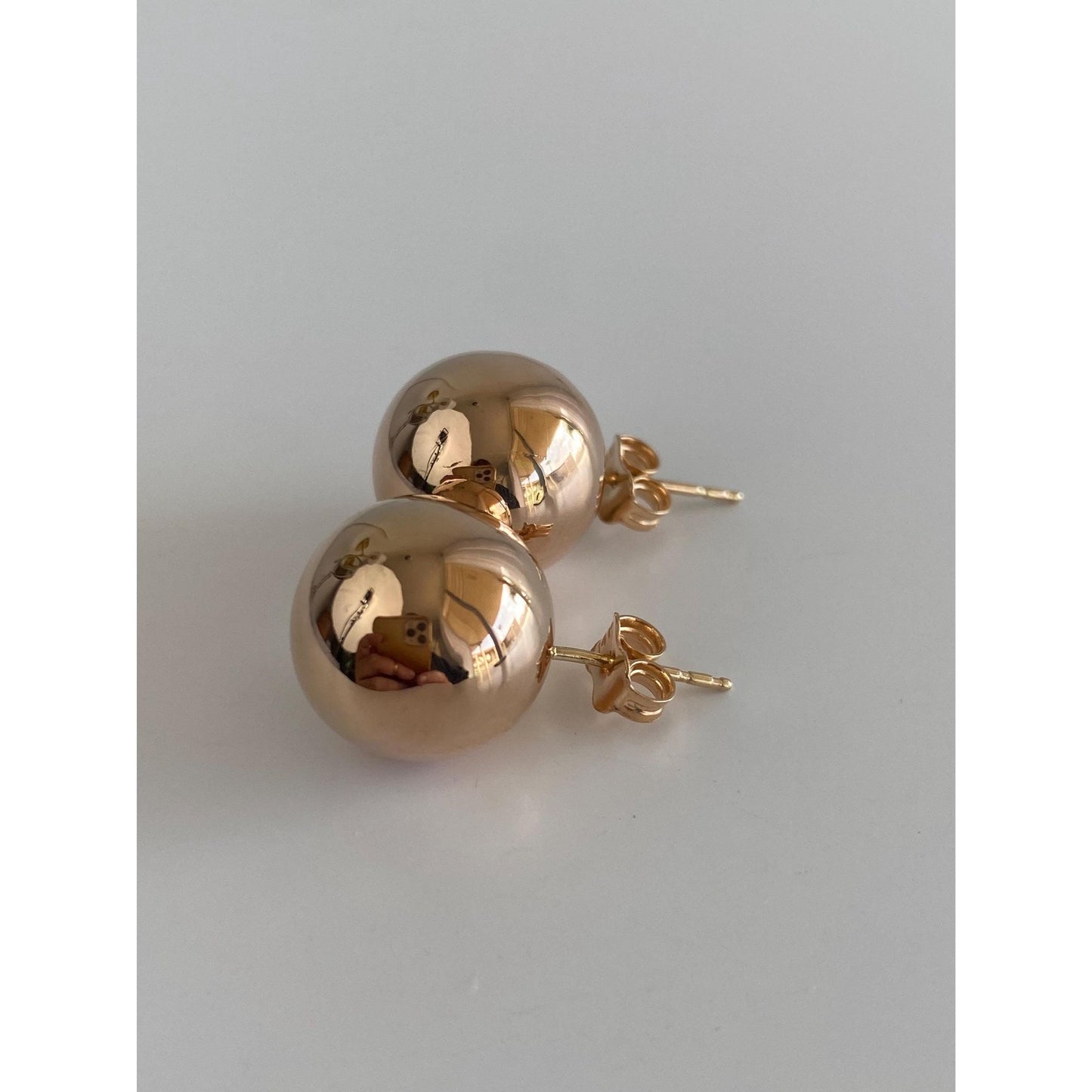 Vintage 14k Rosey Gold Large Ball Stud Earrings