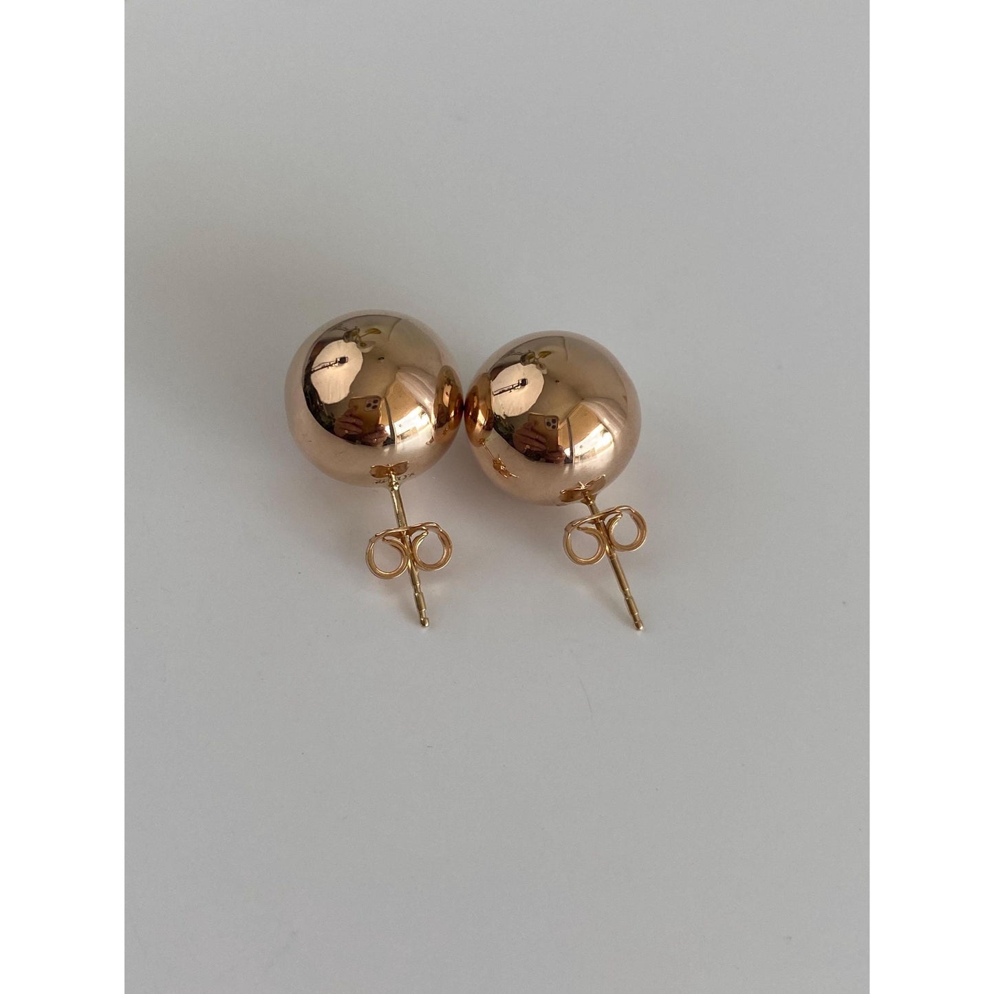 Vintage 14k Rosey Gold Large Ball Stud Earrings