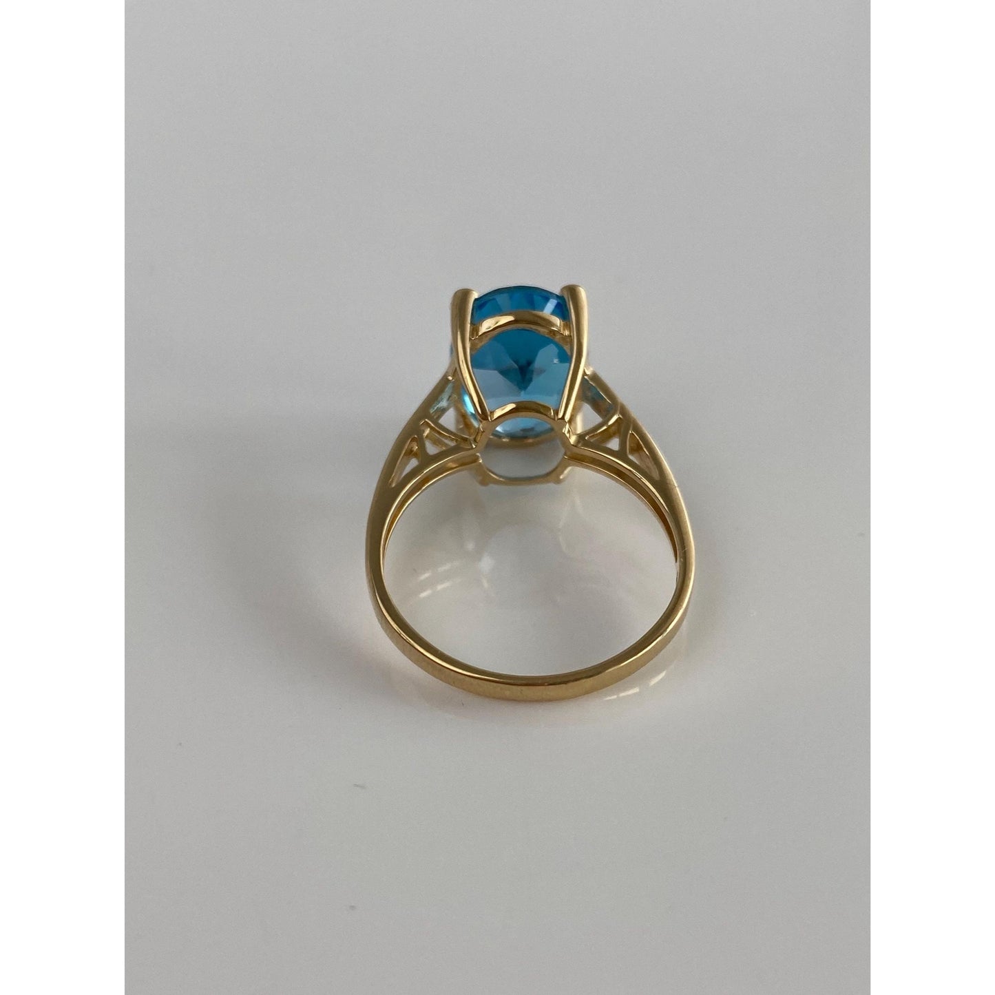 Vintage Solid 14k Yellow Gold Diamond Topaz Ring - Size 8.75