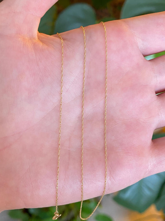 Vintage Solid 14k Yellow Gold Dainty Chain Necklace - 18 inches
