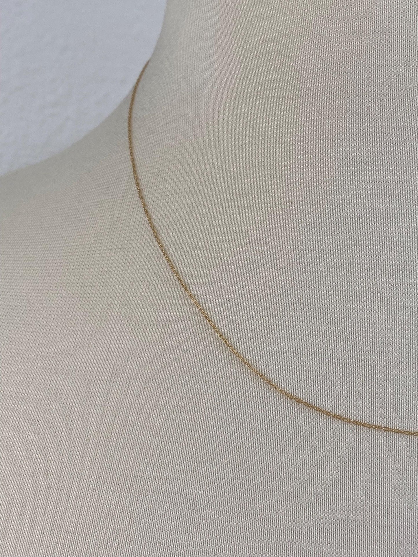 Vintage Solid 14k Yellow Gold Dainty Chain Necklace - 18 inches