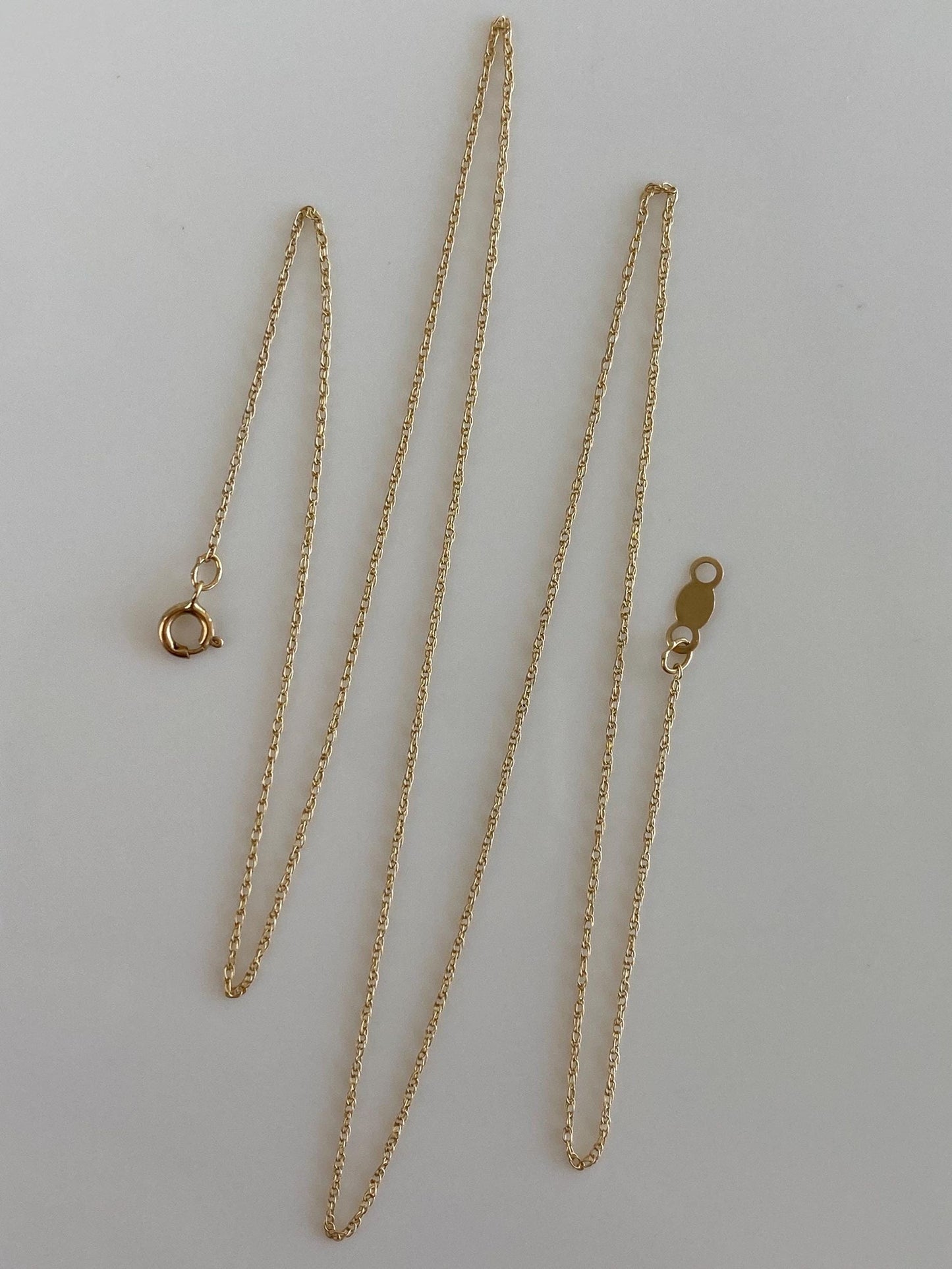 Vintage Solid 14k Yellow Gold Dainty Chain Necklace - 18 inches