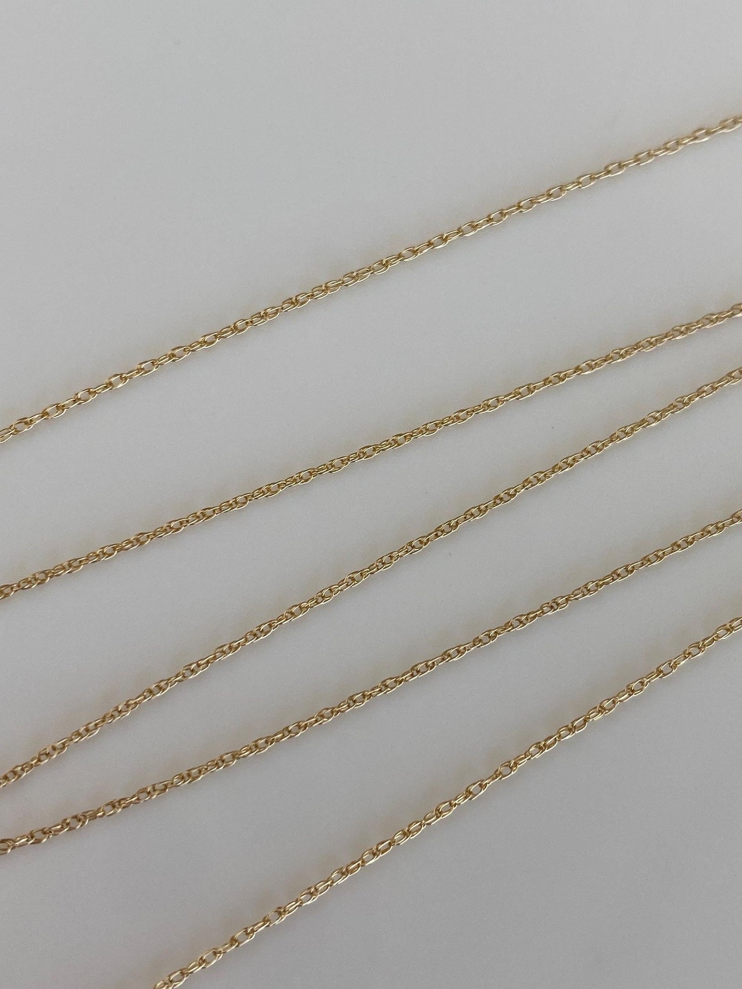 Vintage Solid 14k Yellow Gold Dainty Chain Necklace - 18 inches