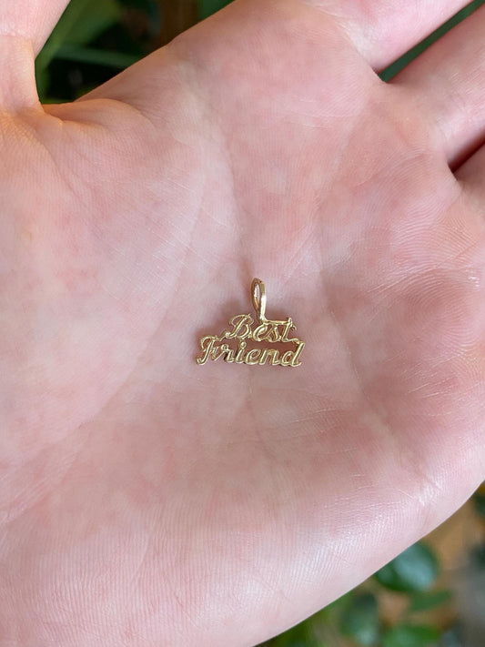 Vintage Solid 14k Yellow Gold Best Friend Charm