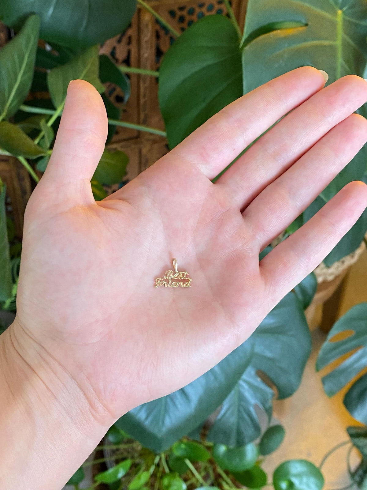 Vintage Solid 14k Yellow Gold Best Friend Charm