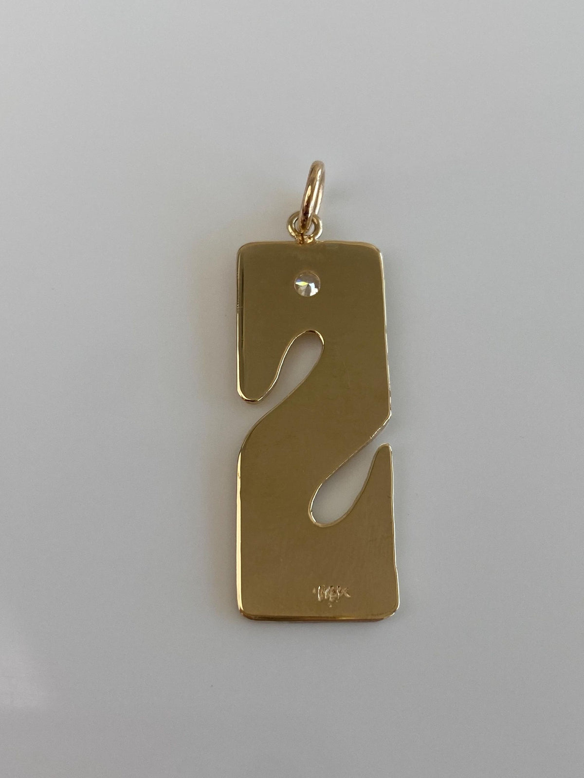 Solid 14k Yellow Gold Star Set Diamond Initial 'S' Charm