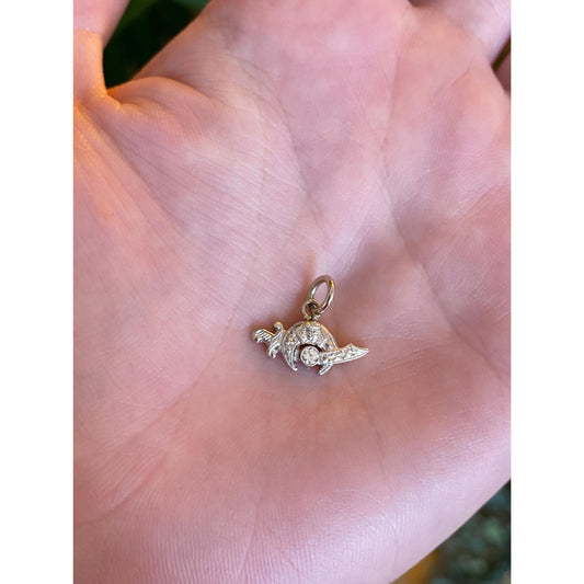 Vintage Solid 14k Yellow Gold & Platinum Diamond Freemason Charm