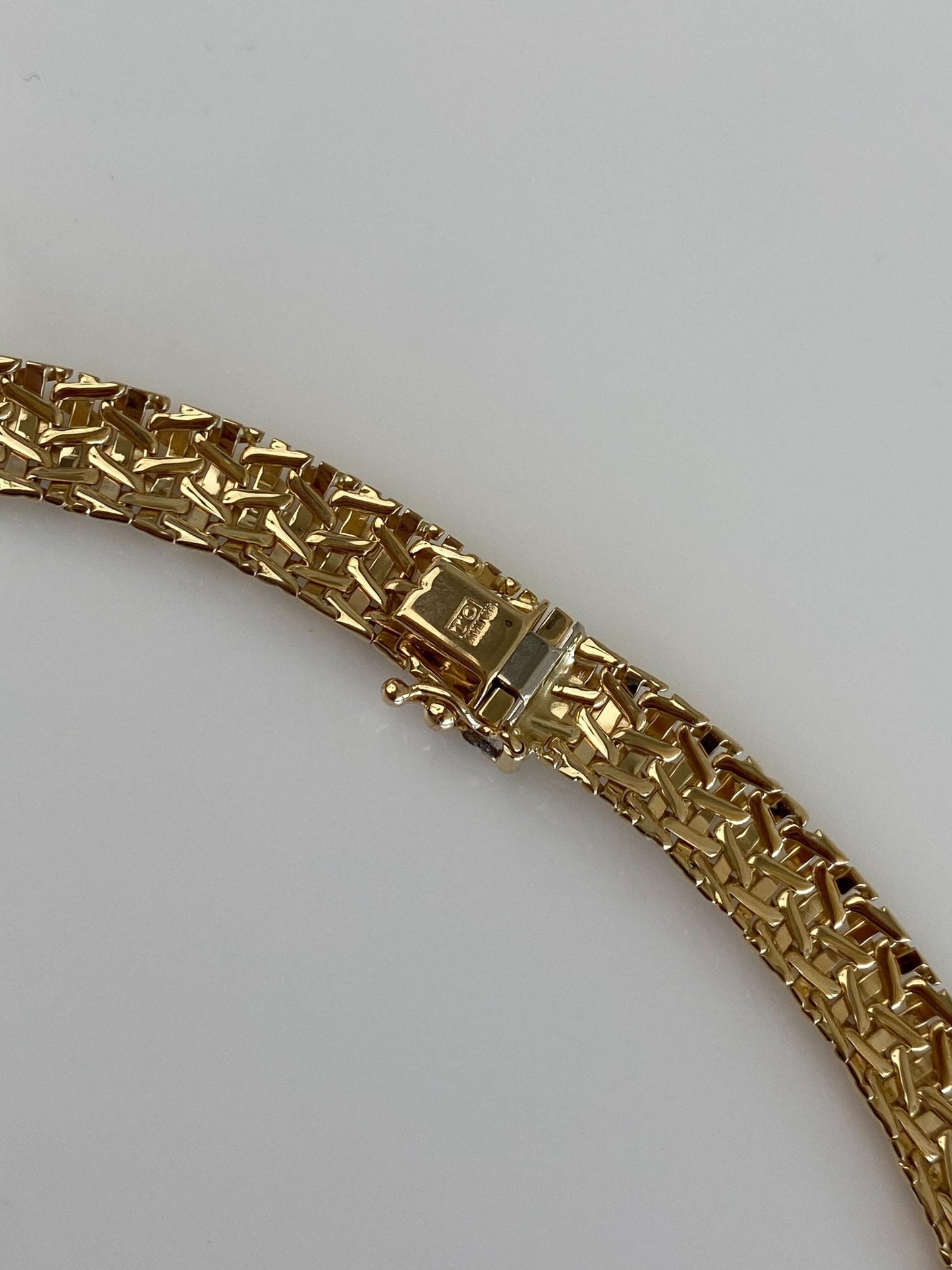 Vintage Solid 14k Yellow Gold Fancy Flat Chain Necklace - 17 inches