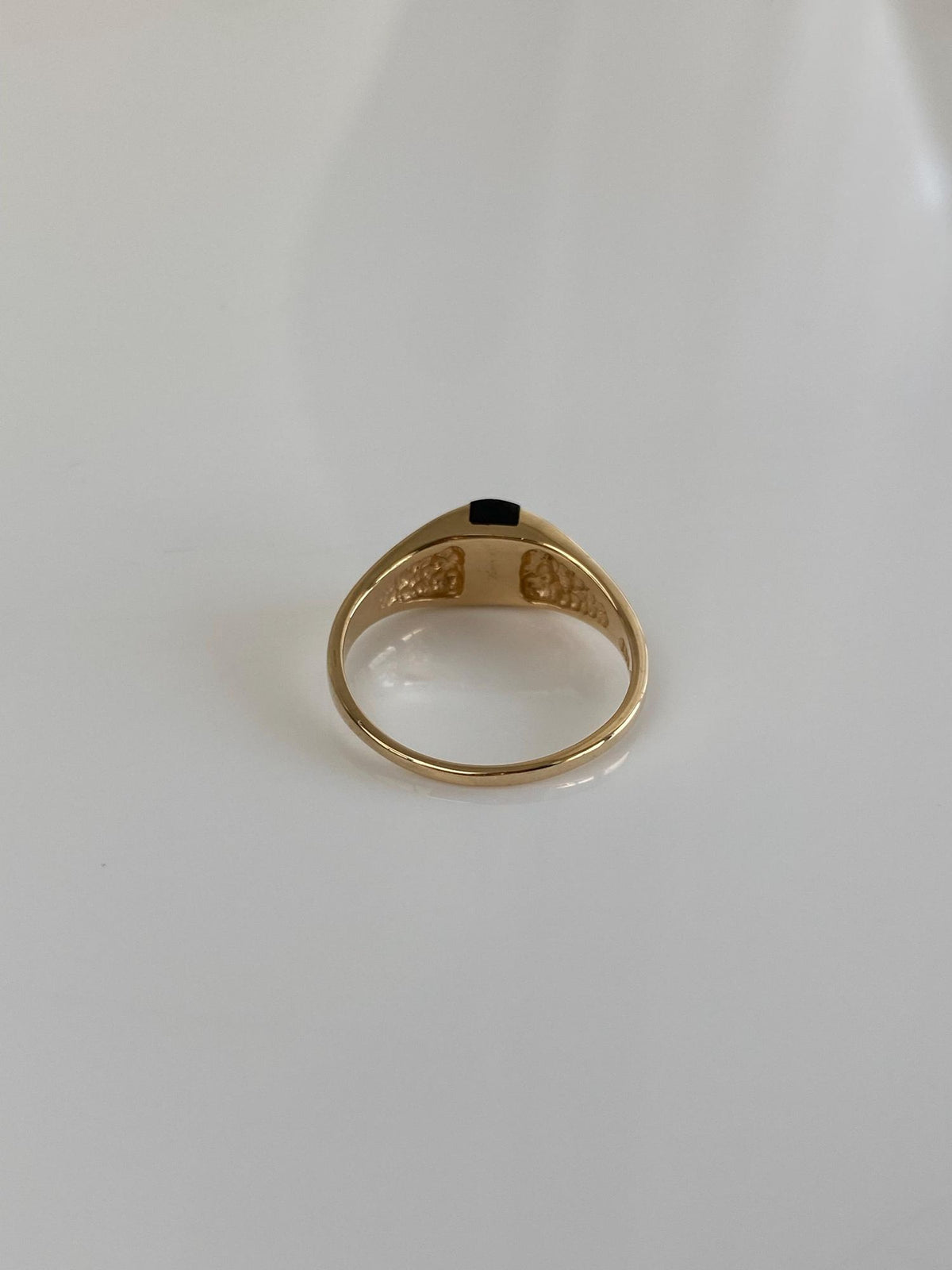 Vintage Solid 14k Black Onyx Inlay Ring - Size 4.75