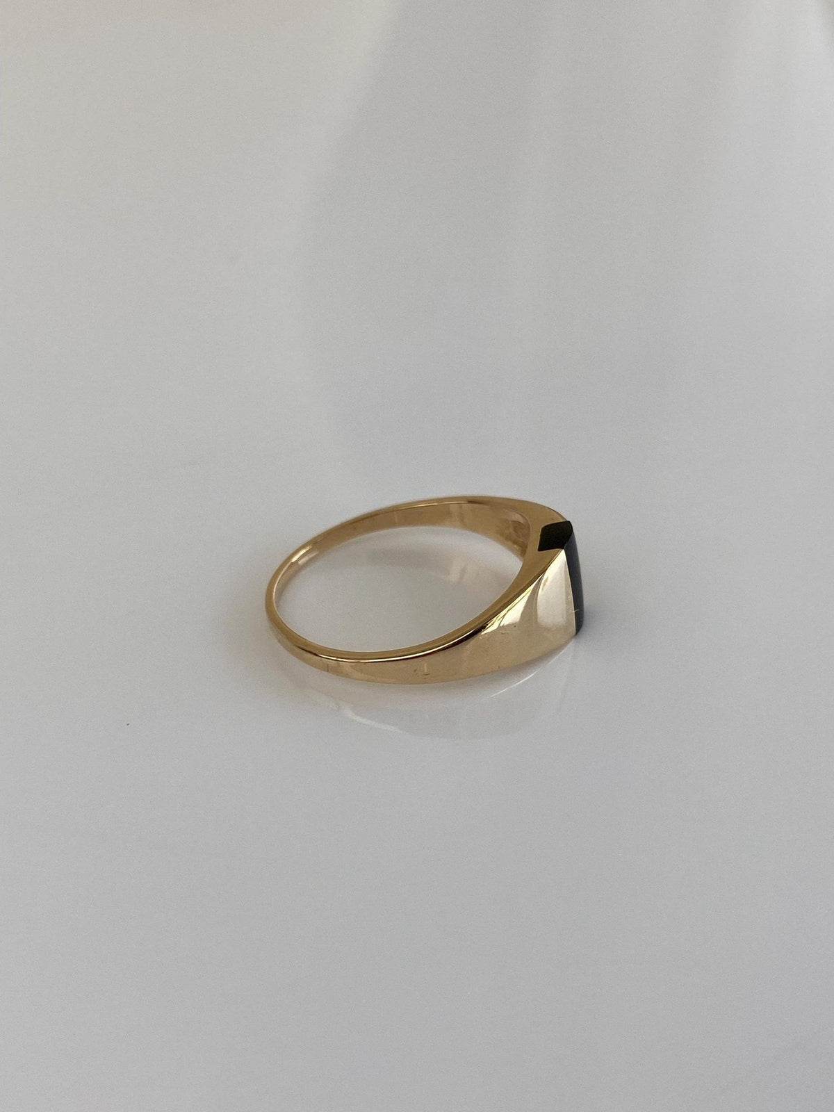 Vintage Solid 14k Black Onyx Inlay Ring - Size 4.75