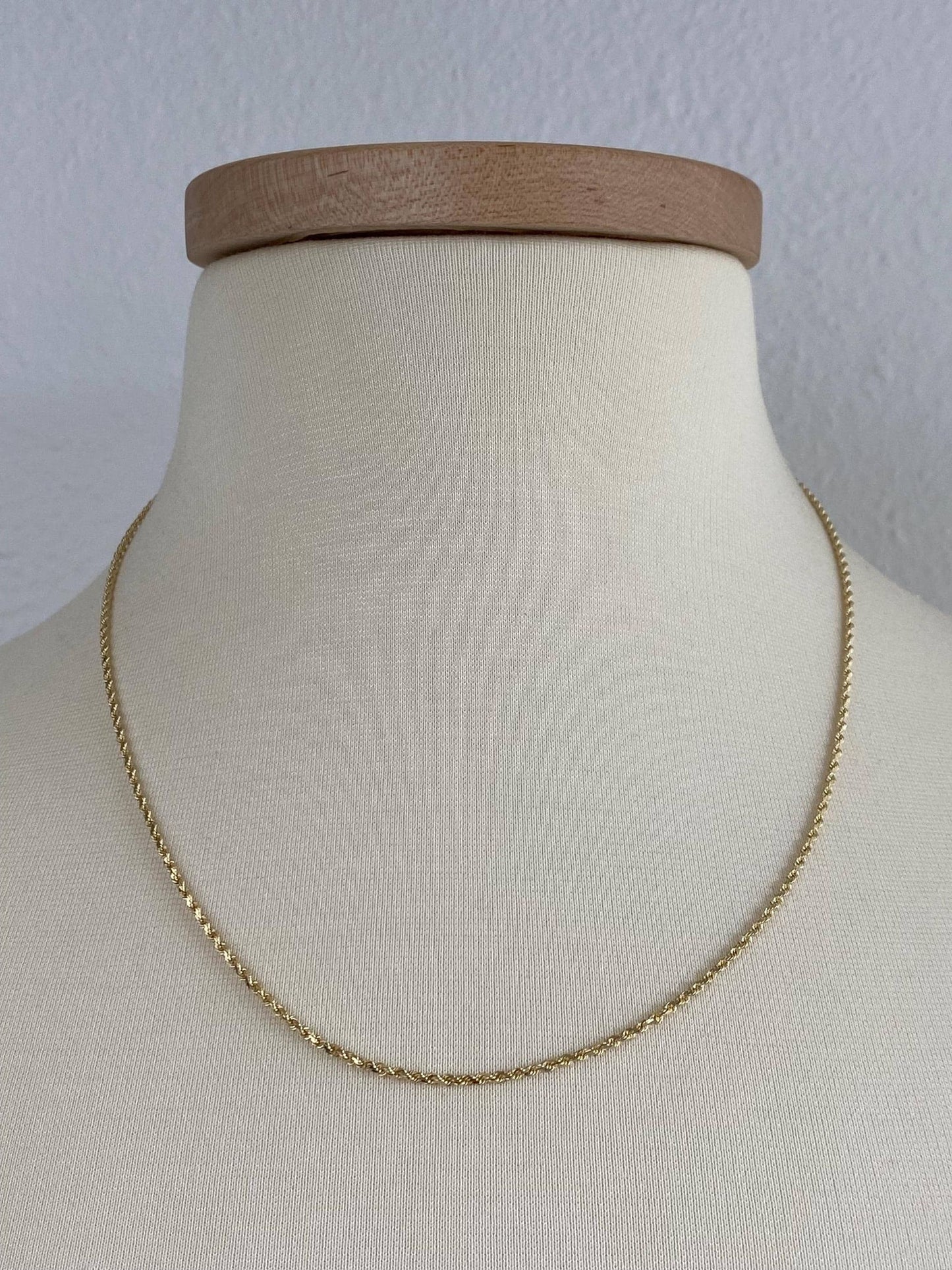 Vintage 14k Yellow Gold Slim Rope Chain Necklace - 20 inches