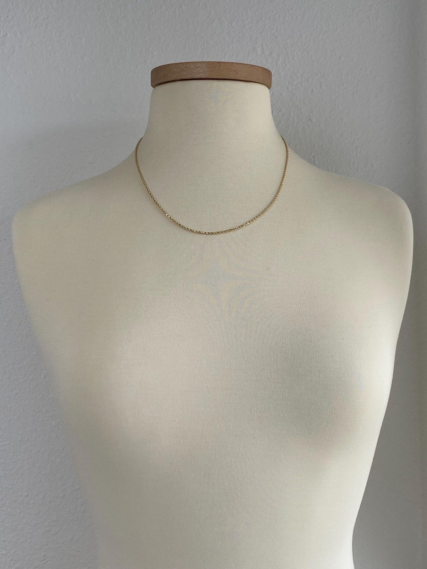 Vintage 14k Yellow Gold Slim Rope Chain Necklace - 20 inches