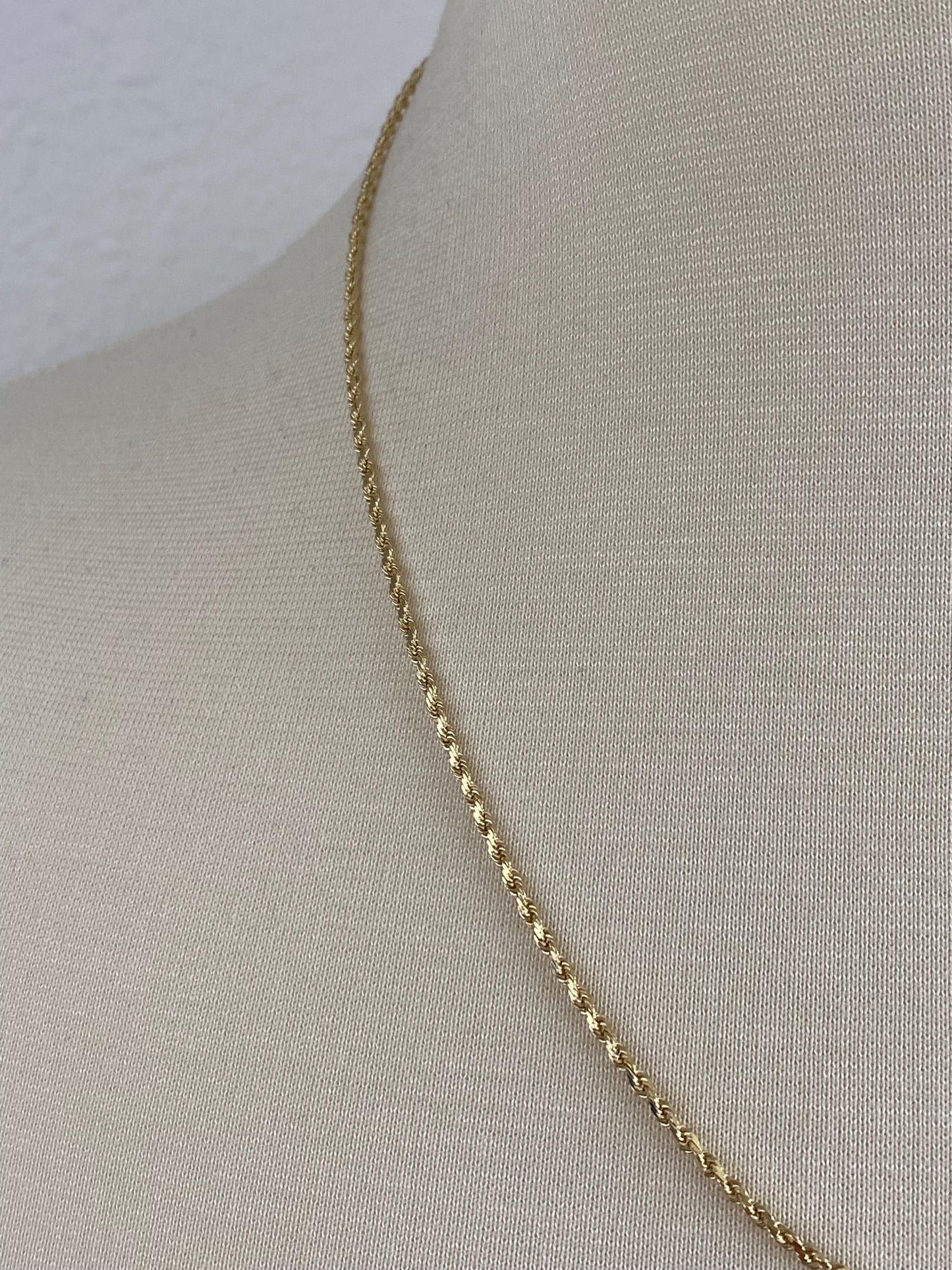 Vintage 14k Yellow Gold Slim Rope Chain Necklace - 20 inches