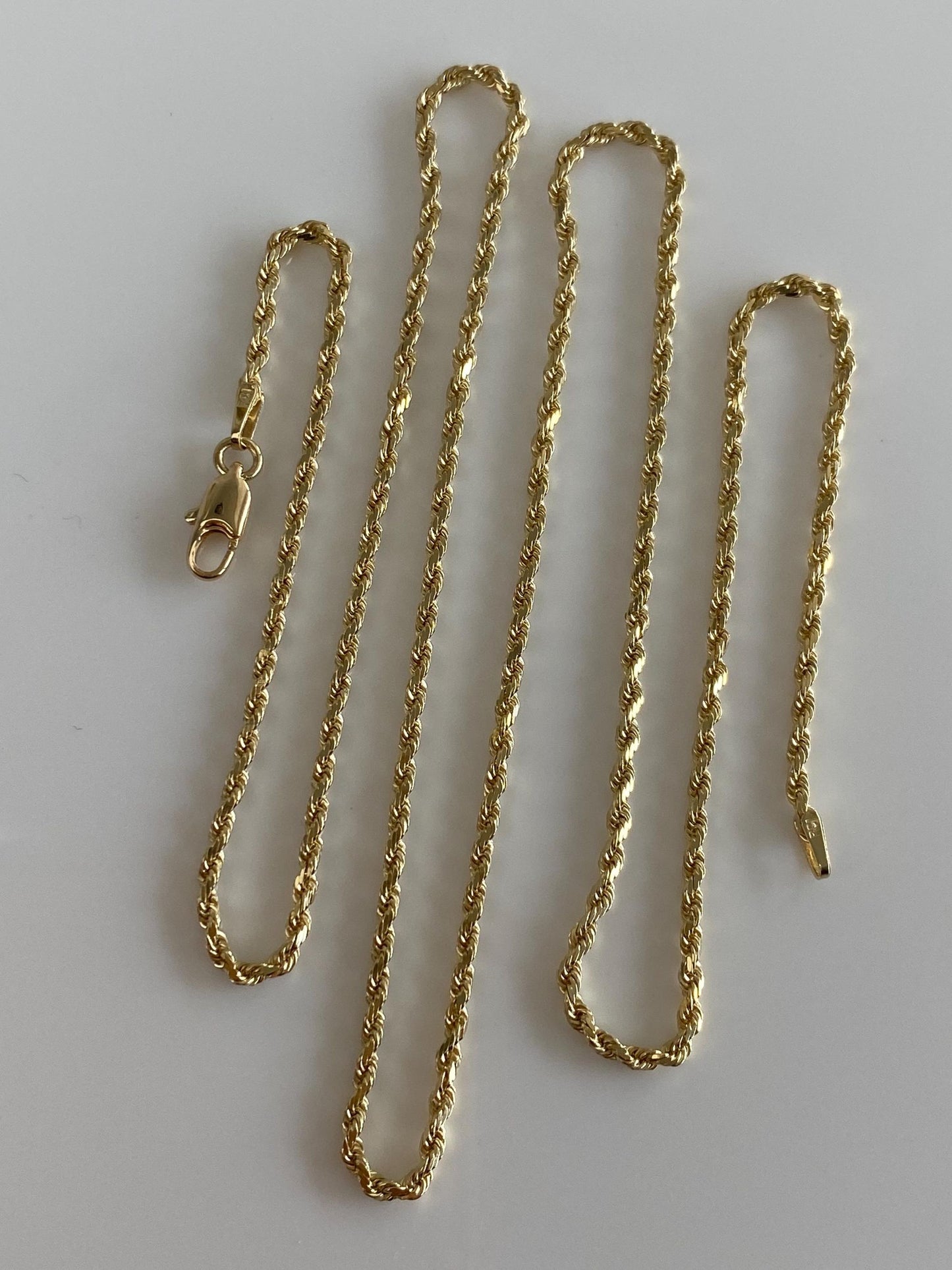Vintage 14k Yellow Gold Slim Rope Chain Necklace - 20 inches