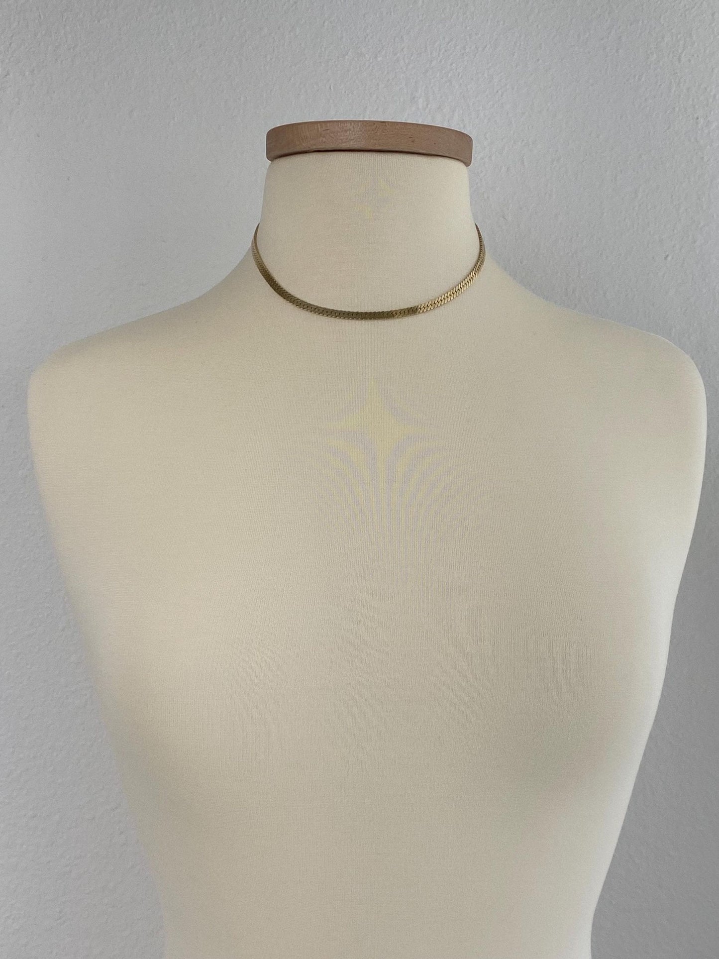 Vintage Solid 14k Yellow Gold Flat Curb Chain Necklace - 16.25 inches