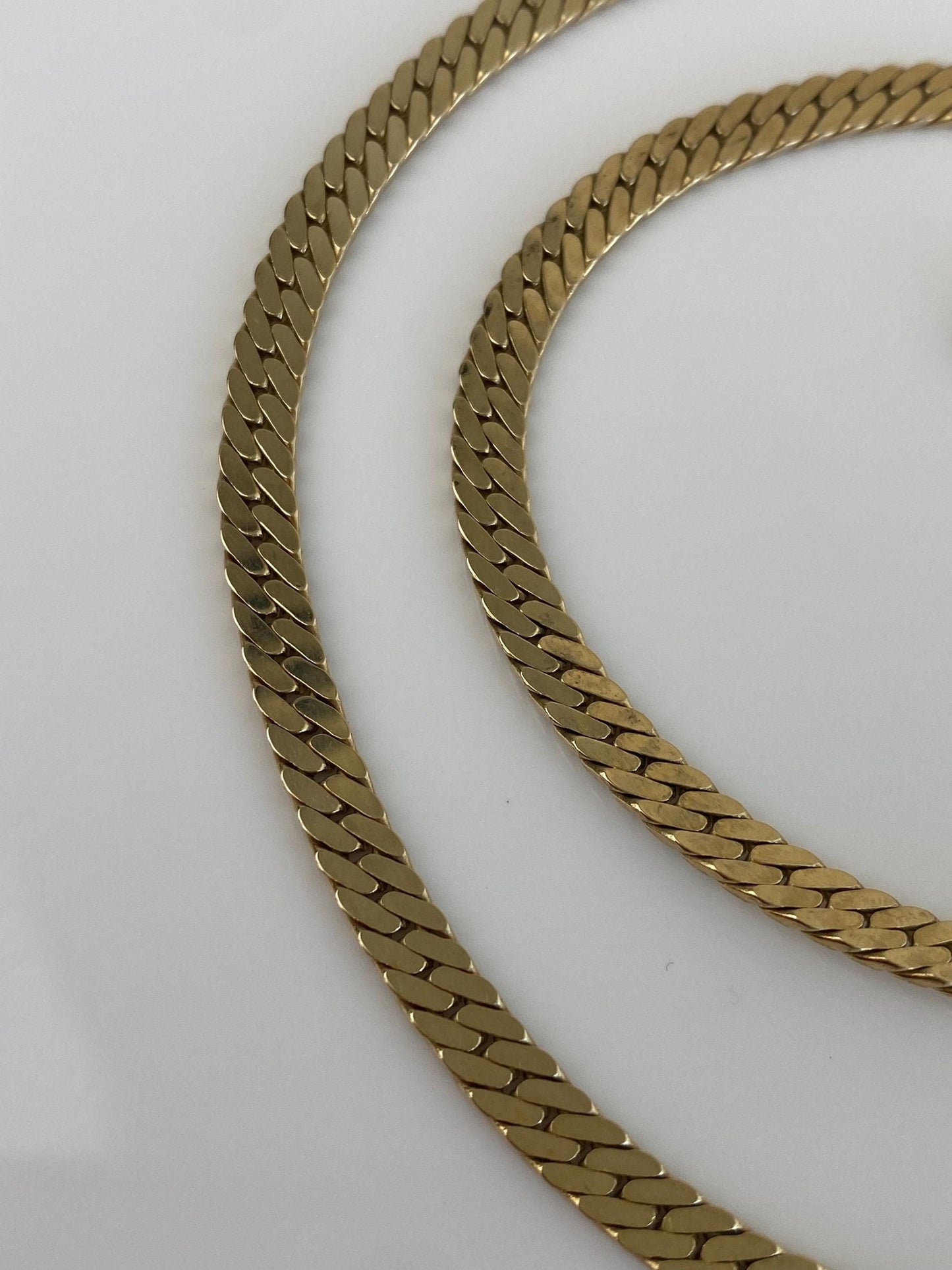 Vintage Solid 14k Yellow Gold Flat Curb Chain Necklace - 16.25 inches