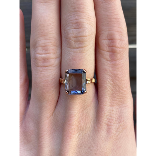 Solid 14k Rosey Gold Light Purple Cubic Zirconia Ring - Size 5.75