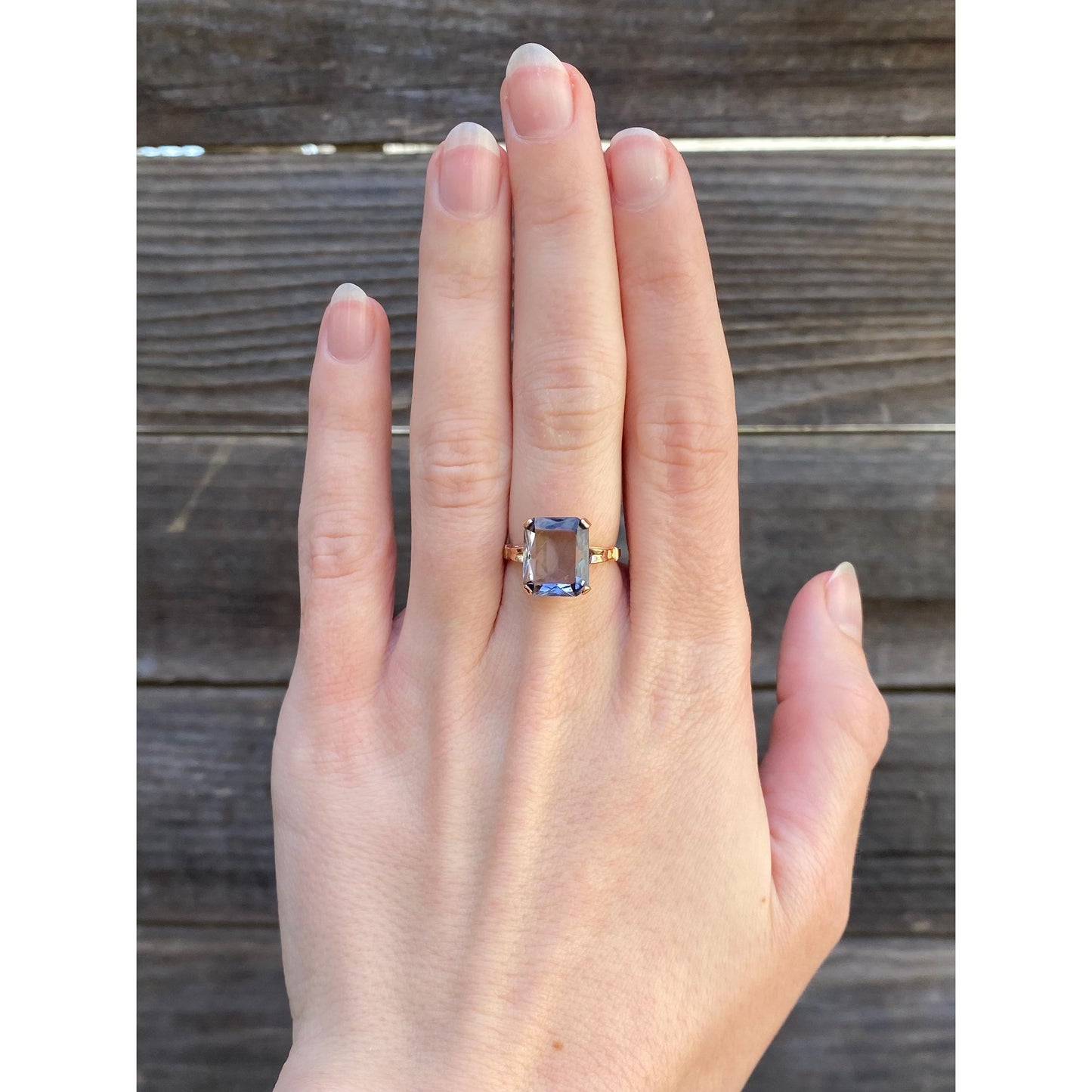 Solid 14k Rosey Gold Light Purple Cubic Zirconia Ring - Size 5.75