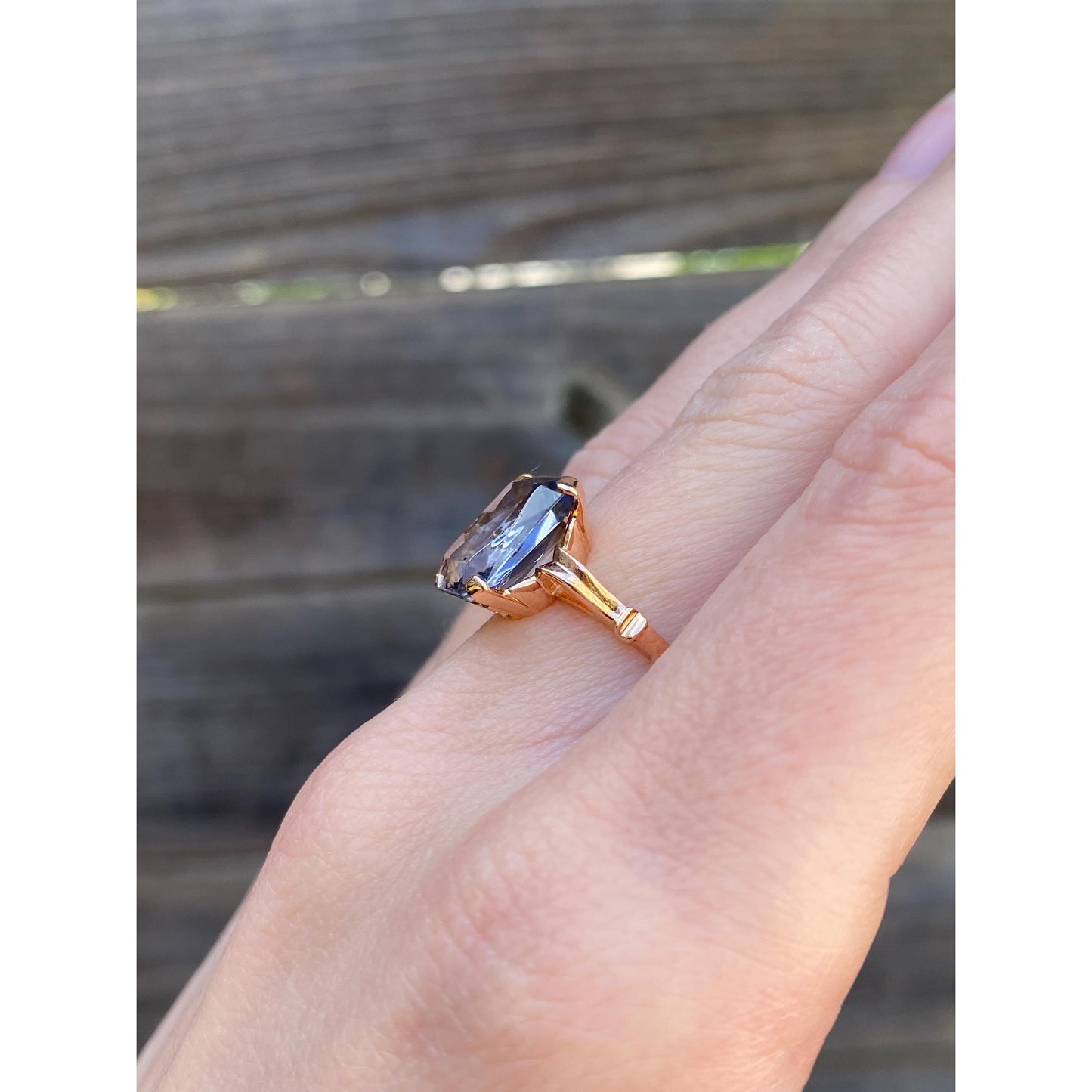 Solid 14k Rosey Gold Light Purple Cubic Zirconia Ring - Size 5.75