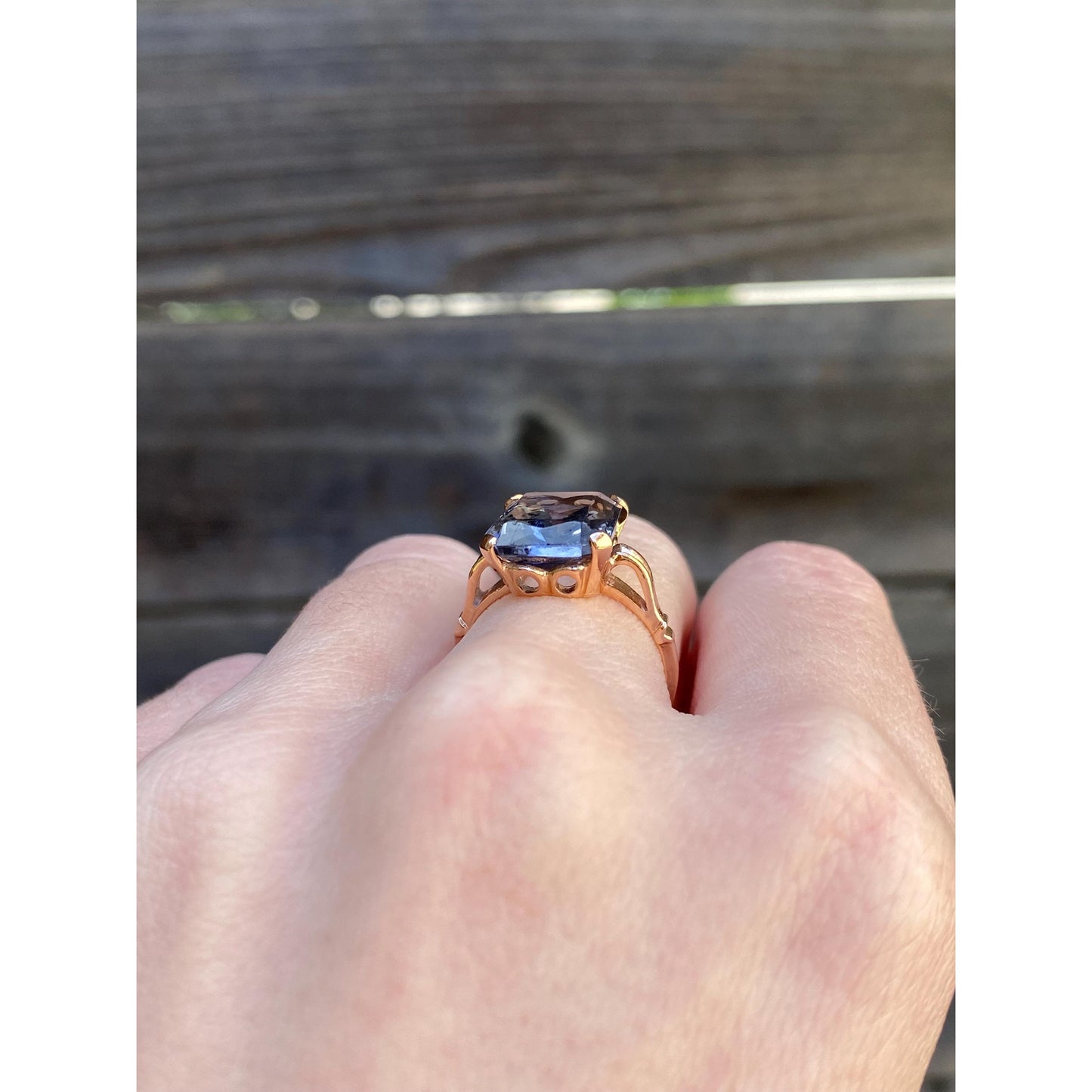 Solid 14k Rosey Gold Light Purple Cubic Zirconia Ring - Size 5.75