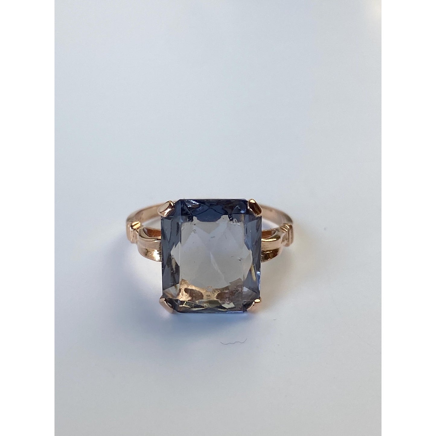 Solid 14k Rosey Gold Light Purple Cubic Zirconia Ring - Size 5.75