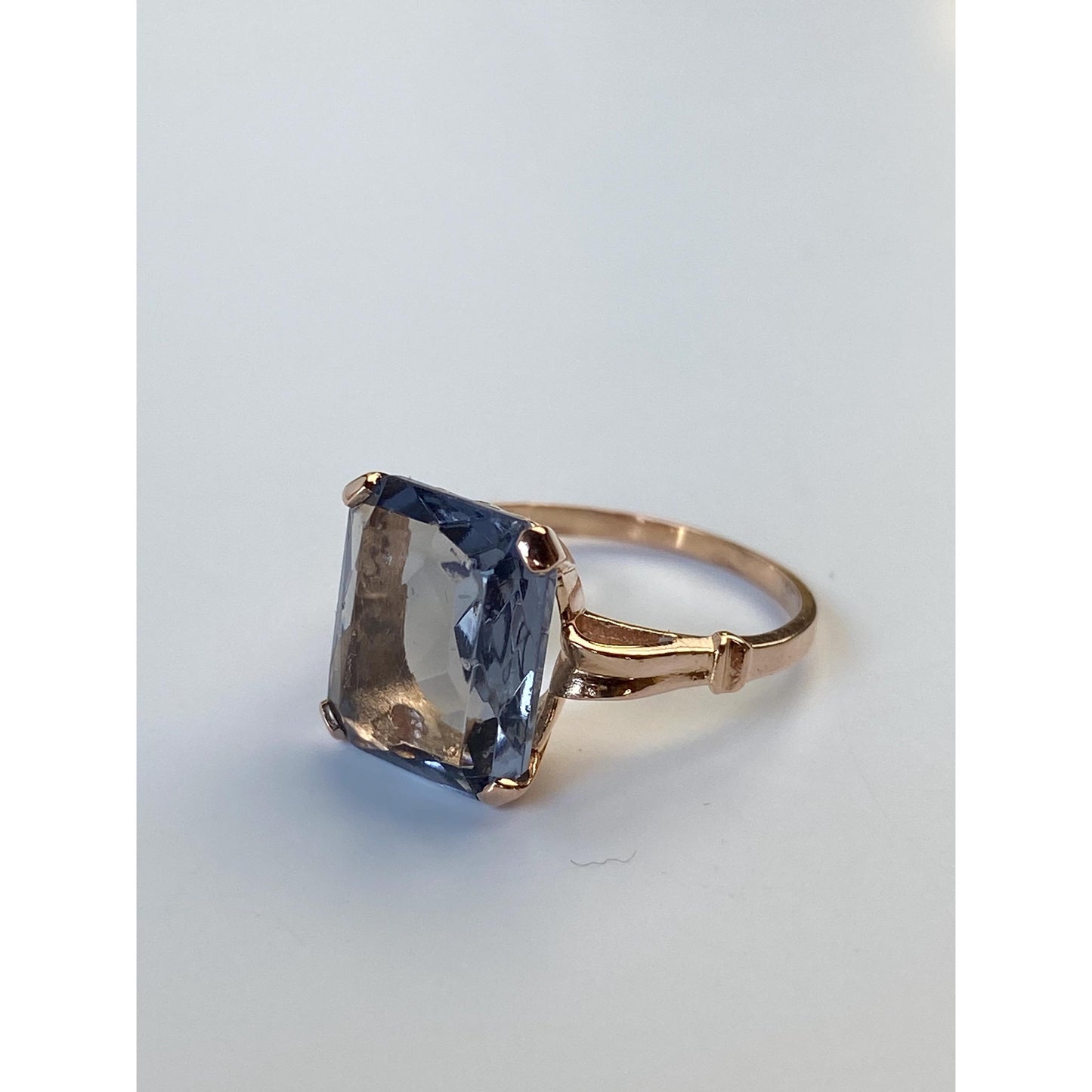 Solid 14k Rosey Gold Light Purple Cubic Zirconia Ring - Size 5.75