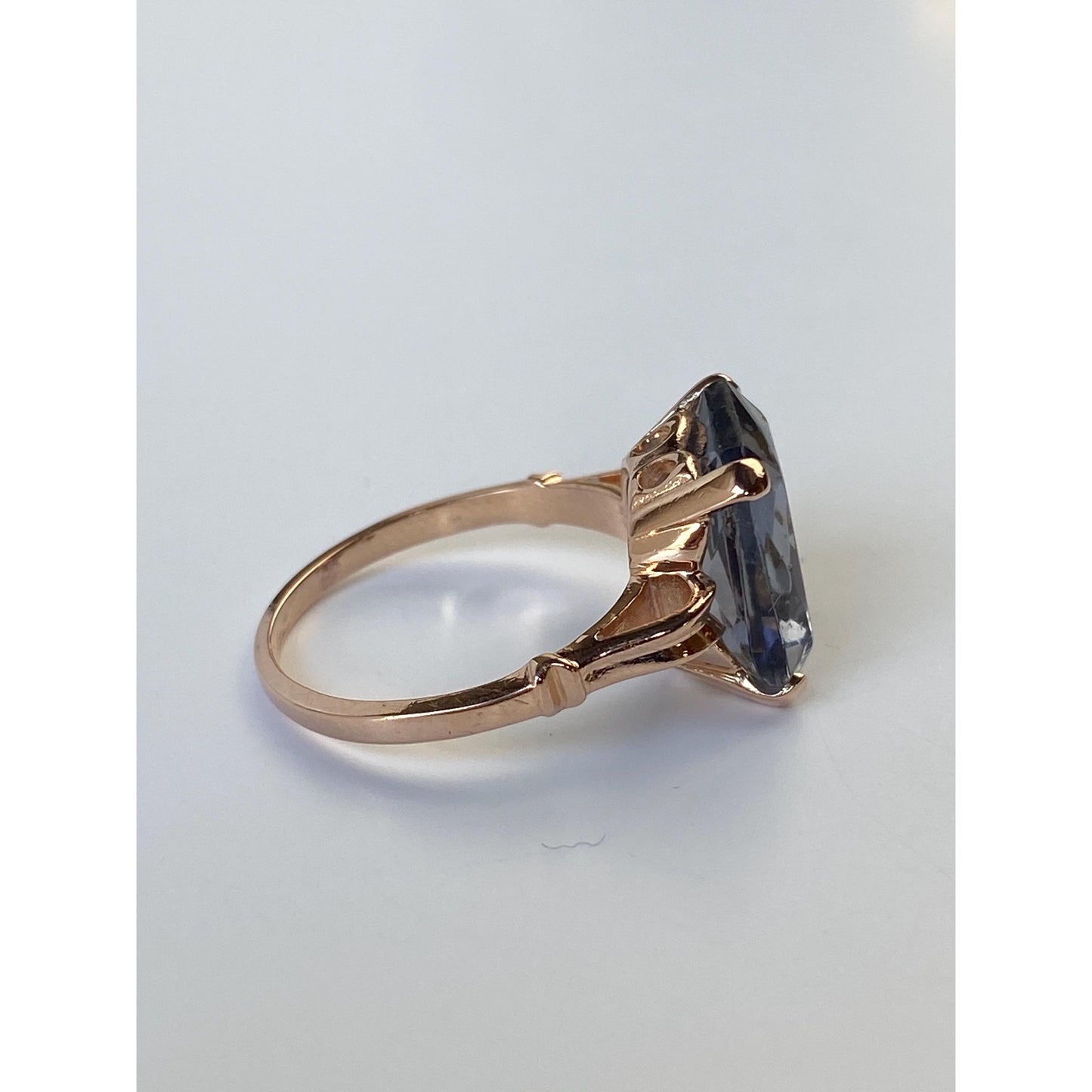 Solid 14k Rosey Gold Light Purple Cubic Zirconia Ring - Size 5.75