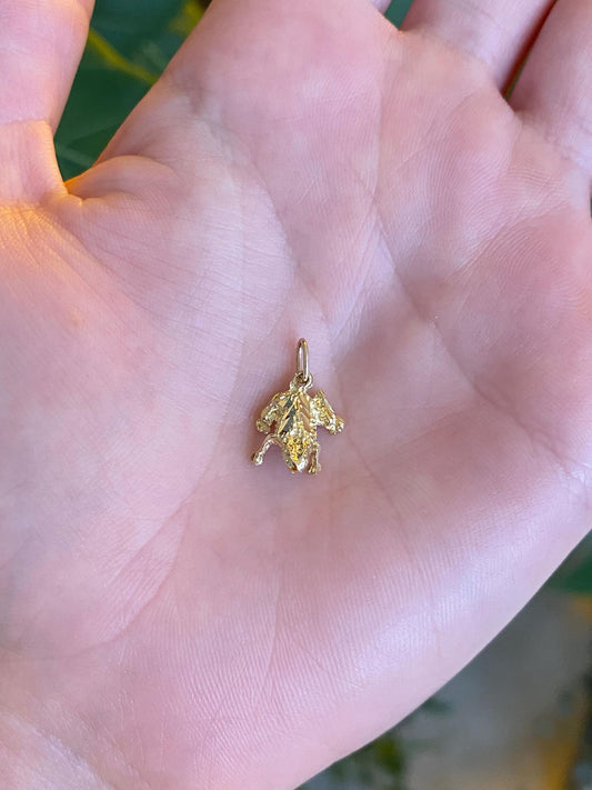 Vintage Solid 14k Yellow Gold Diamond Cut Frog Charm