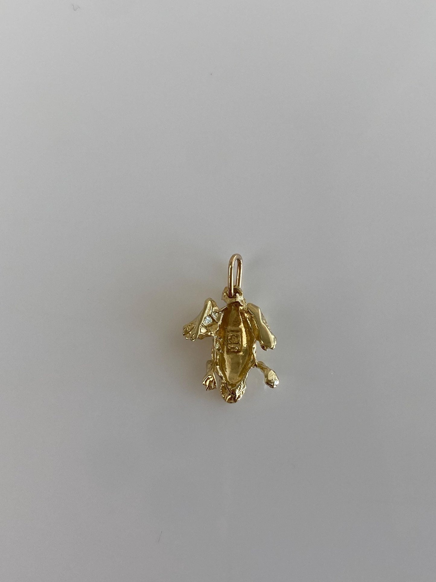 Vintage Solid 14k Yellow Gold Diamond Cut Frog Charm