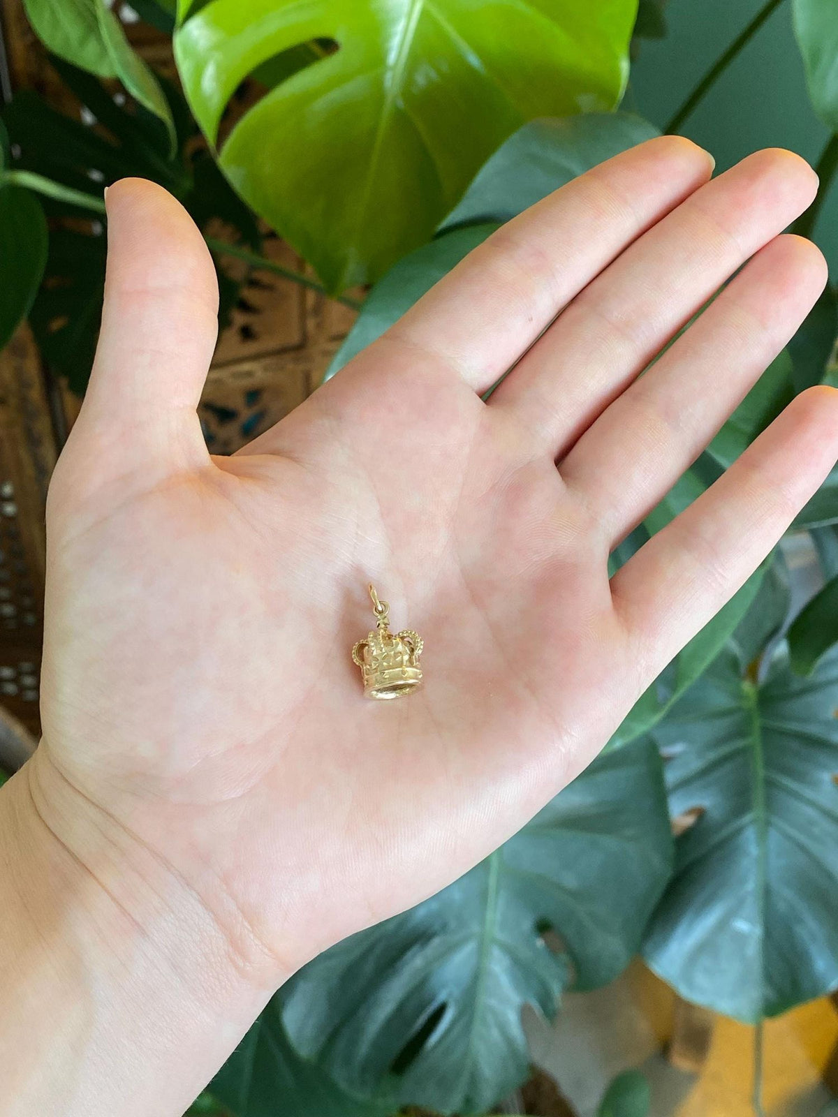 Vintage Solid 14k Yellow Gold Crown Charm
